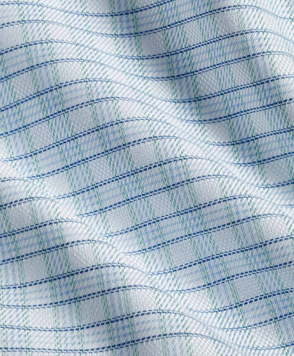 White & Pistachio Dobby Check Dress Shirt