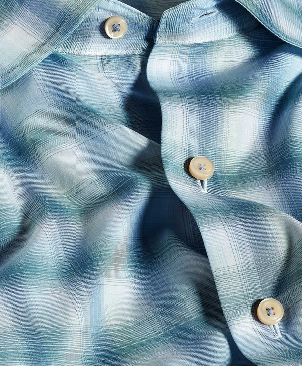 Blue & Green Ombre Plaid Sport Shirt