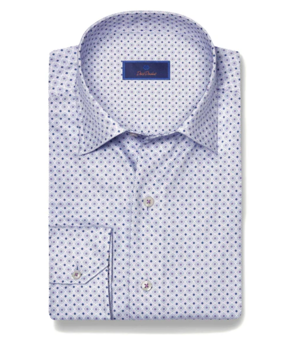 Lilac & Navy Geometric Print Shirt