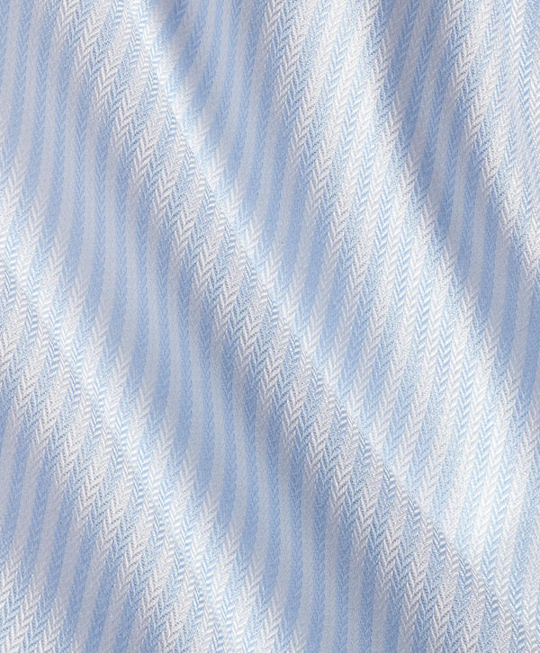 Sky & White Silk Blend Herringbone Stripe Dress Shirt