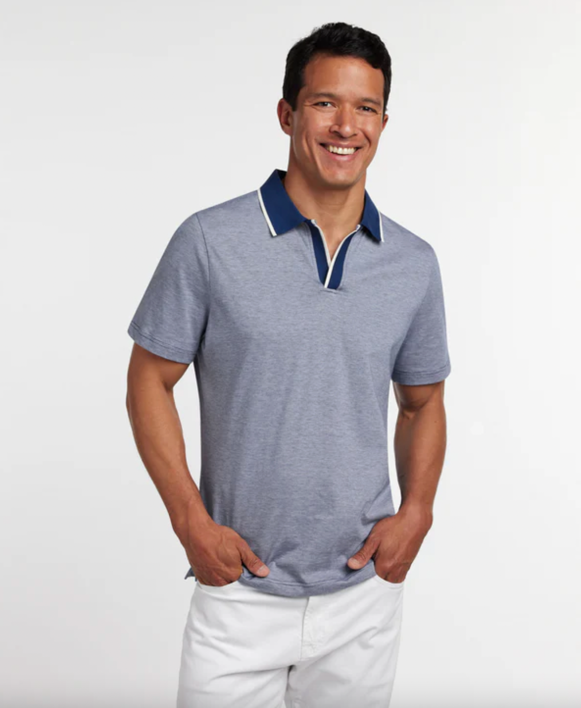Tidal Blue Hemingway Polo - 90% Cotton 10% Silk