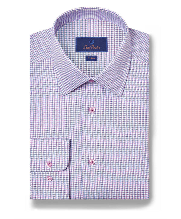 Pink Twill Micro Check Dress Shirt