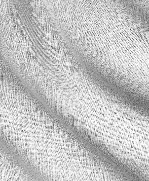 White Linen Paisley Print Sport Shirt