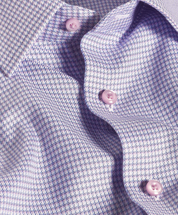 Pink Twill Micro Check Dress Shirt
