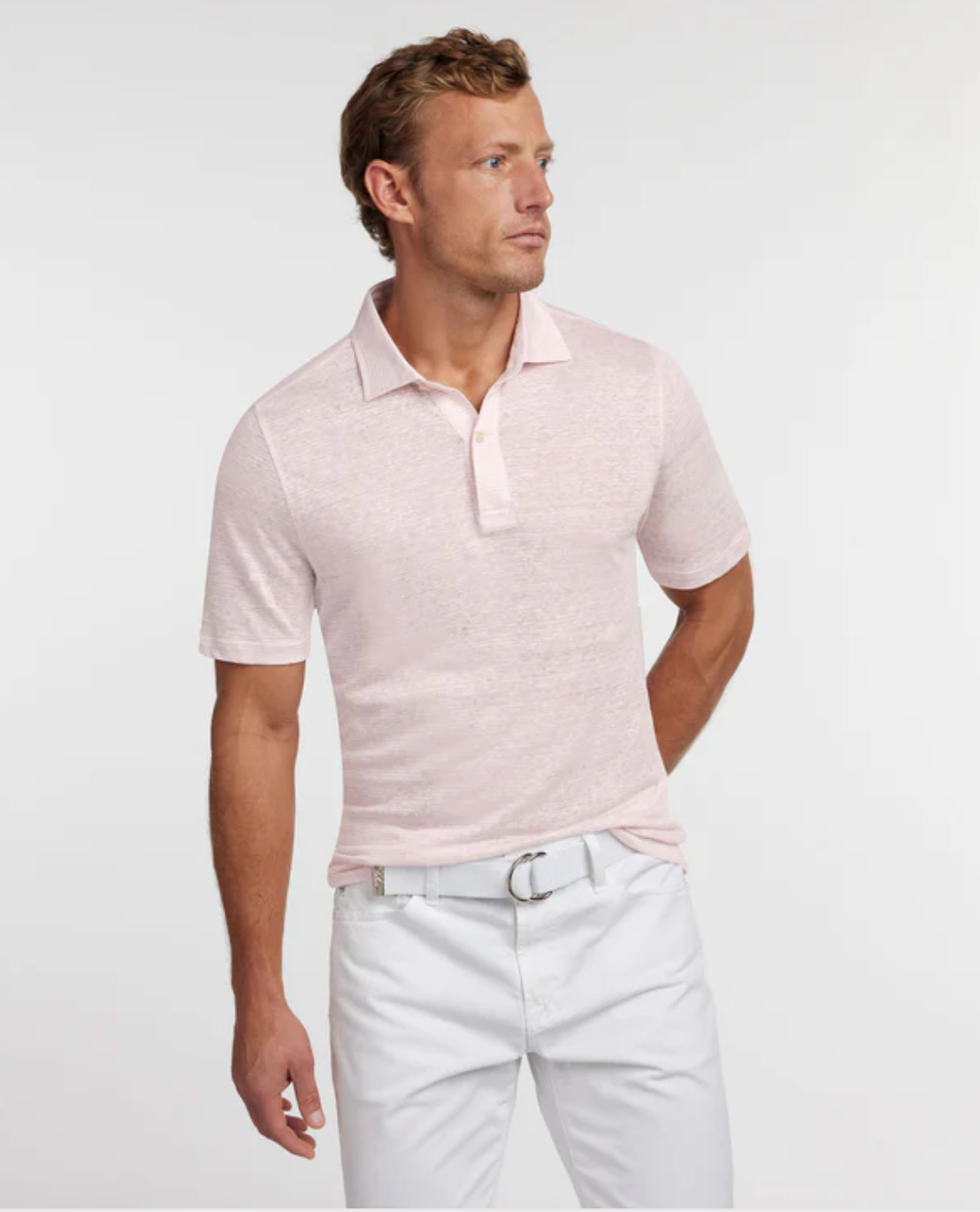 Pale Pink Weekender Polo - 100% Linen