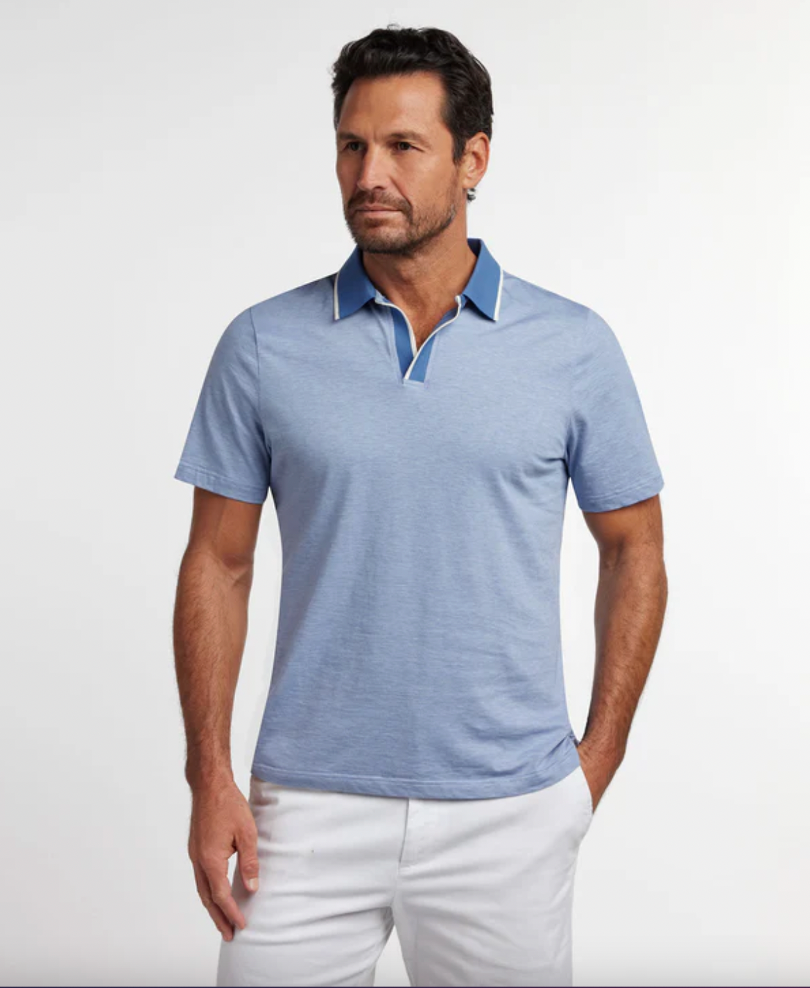 Estate Blue Hemingway Polo - 90% Cotton 10% Silk