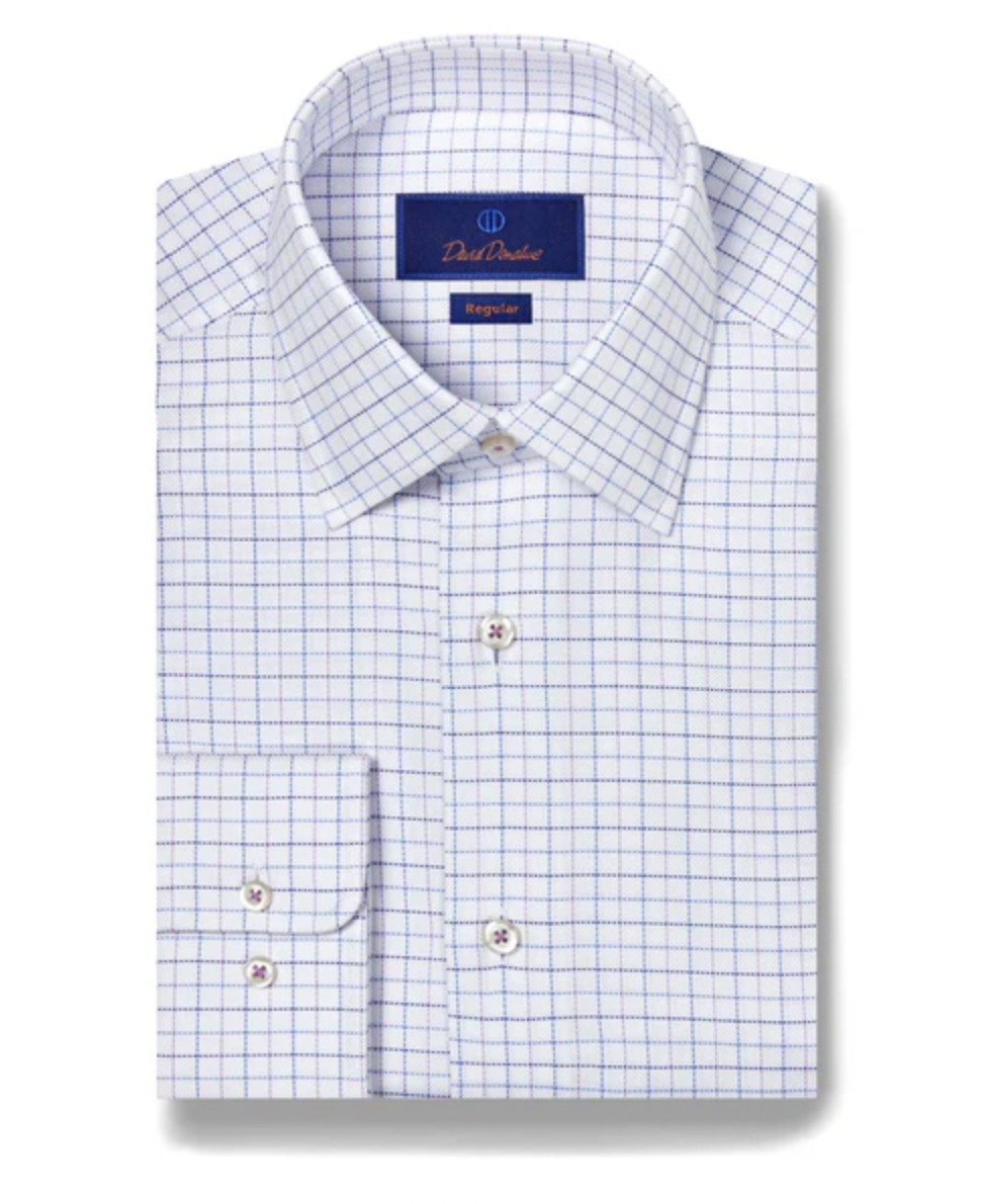 White & Lilac Royal Oxford Check Dress Shirt