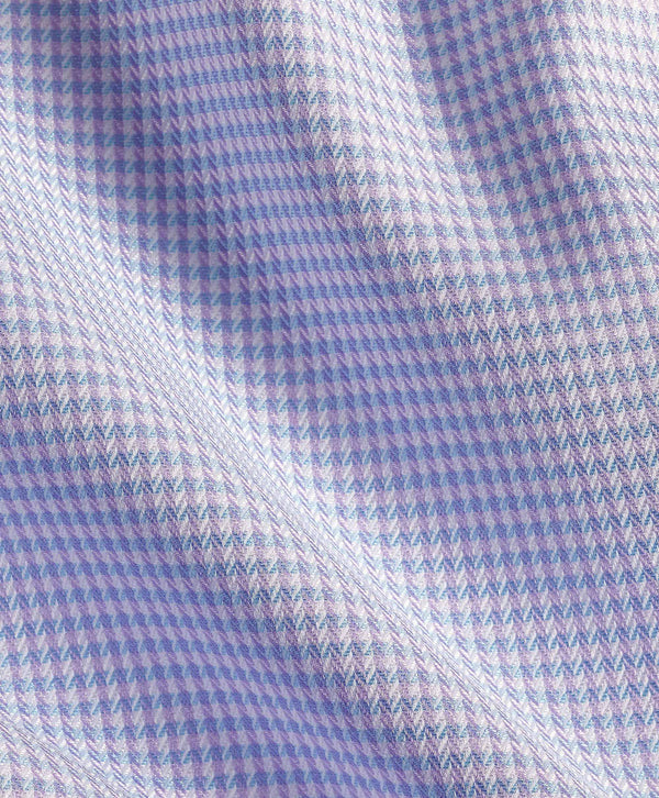 Lilac & Blue Silk Blend Herringbone Micro Check Dress Shirt
