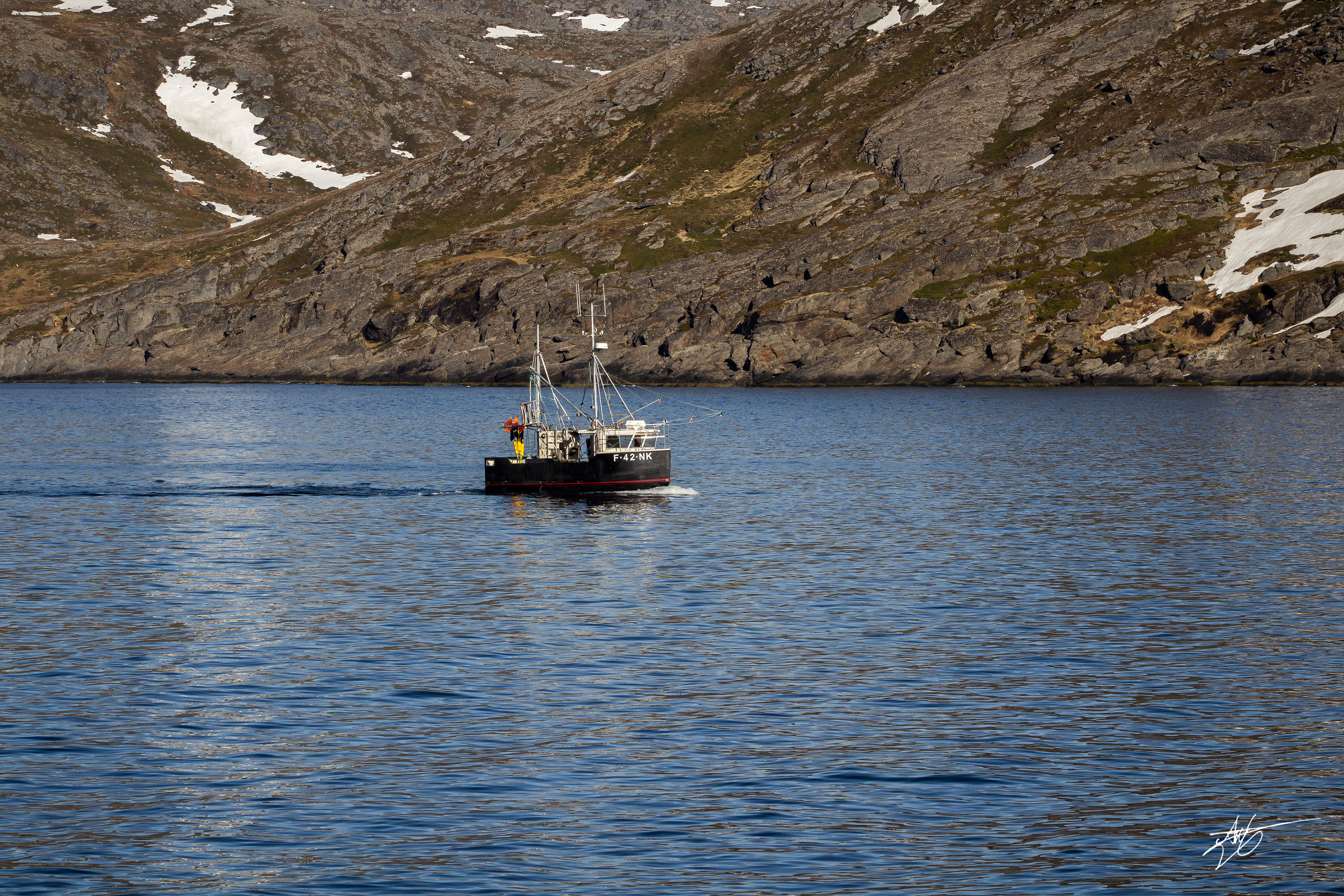 Fishermen returning. Near Nordkapp.