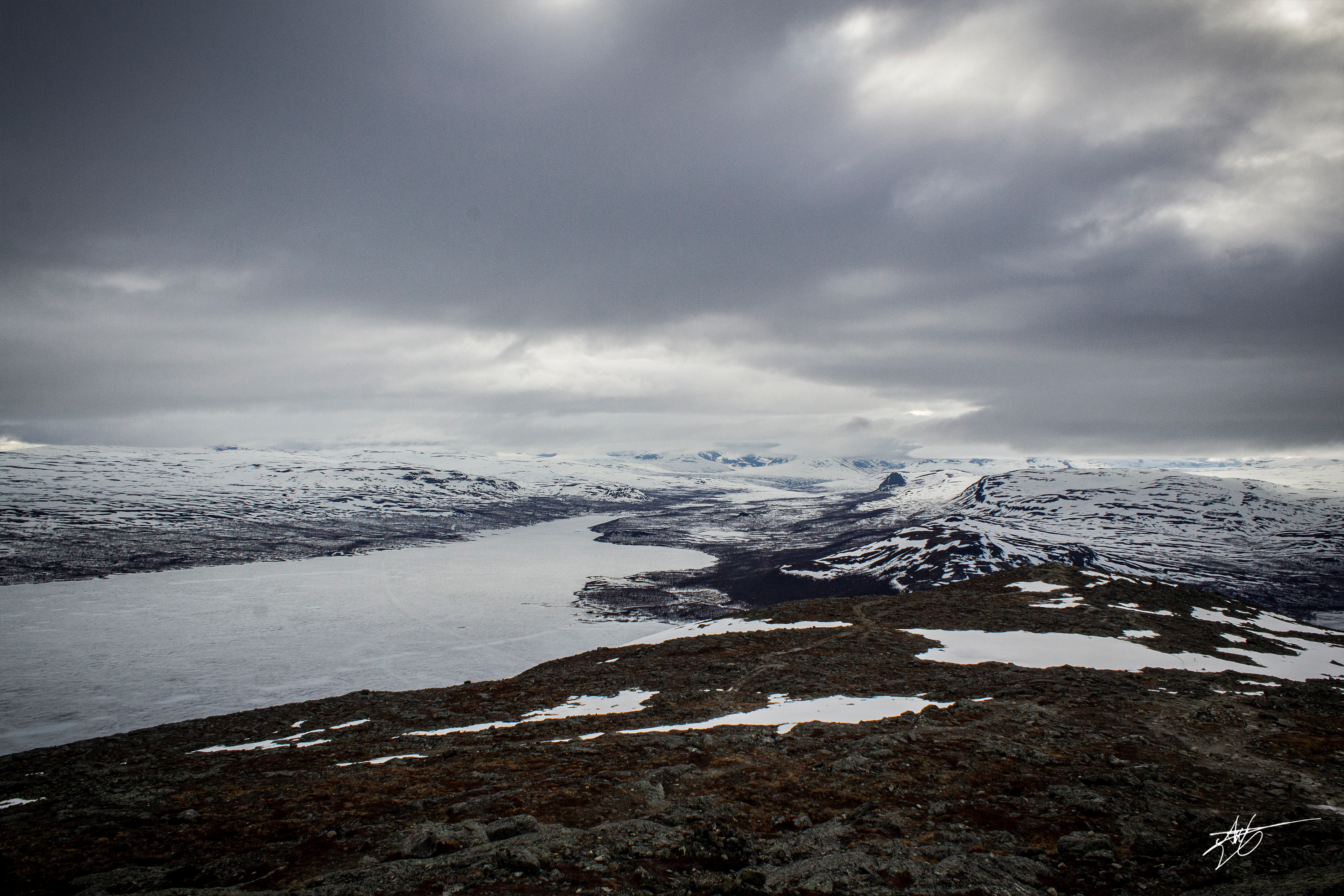 An image of Finland, Sweden and Norway. Shot at the top of Saanatunturi.