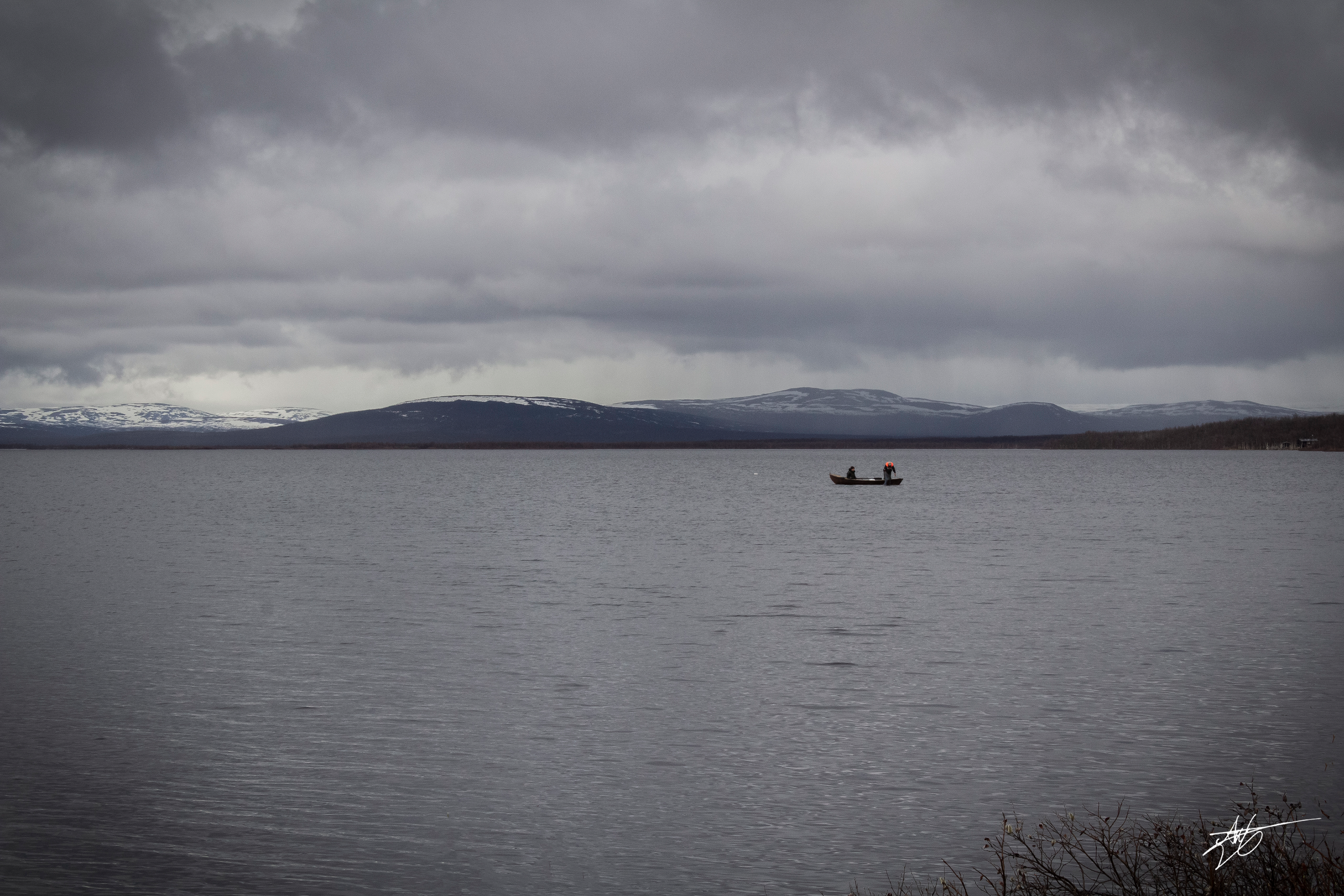 Fishermen on the lake. Near Kilpisjärvi.