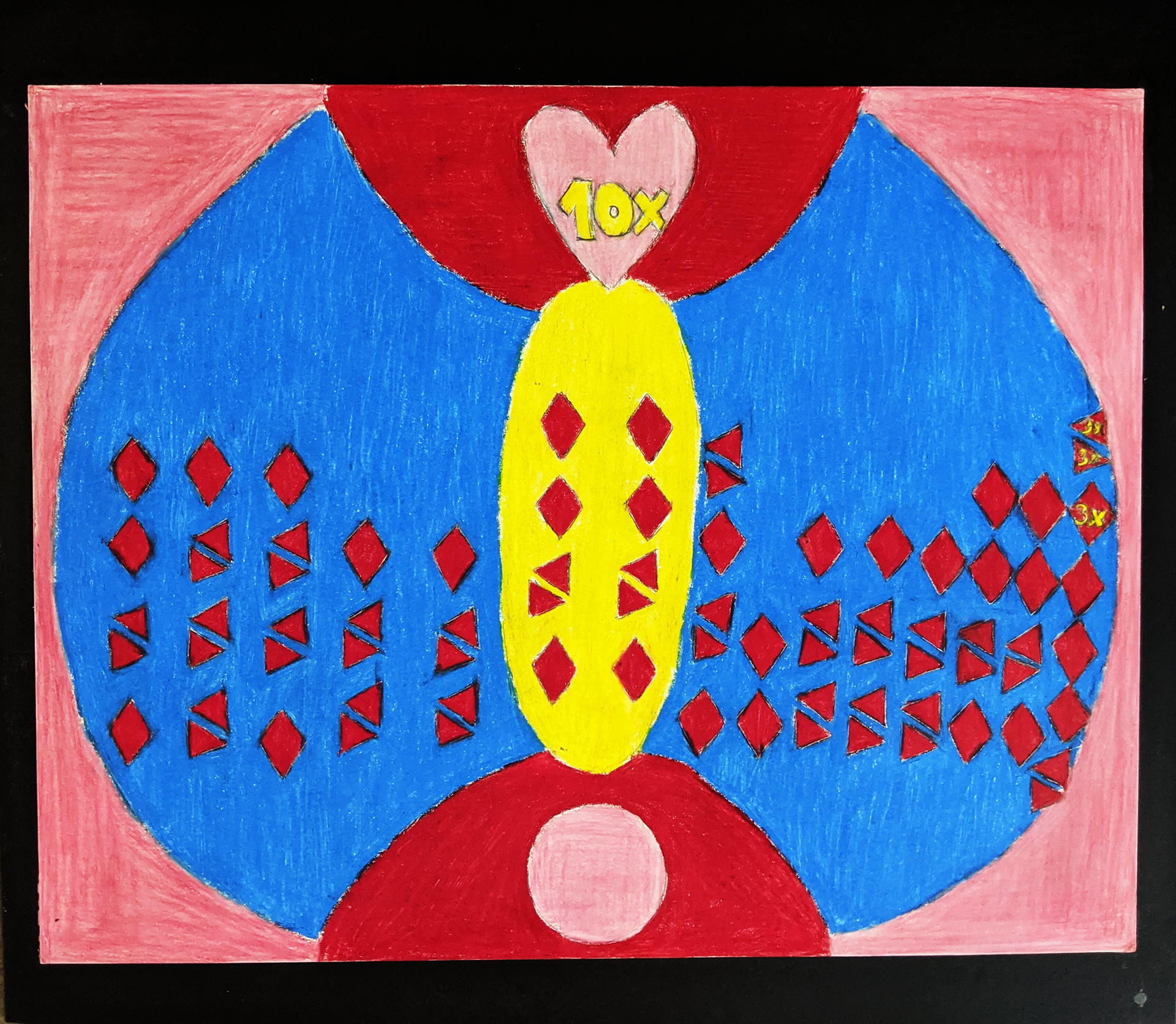 "Freedom" | A "Journey" - (Any Way You Want It) Music Project 2D Colored Pencil Inspired Design, 2024, Bristol Paper/Black Matboard/Prismacolor Colored Pencils/Rubber Cement, 16"x14" in.
