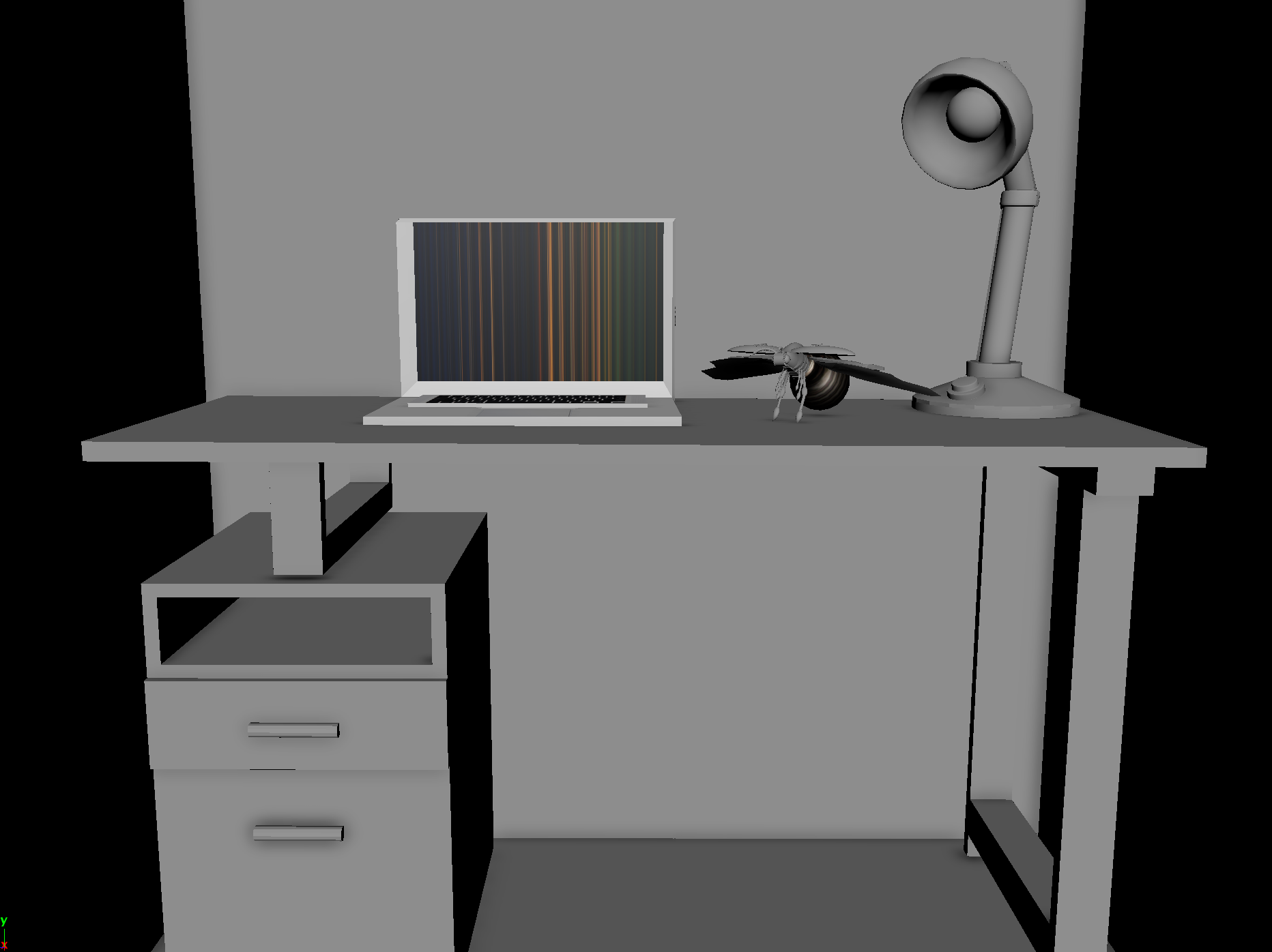 Layout View 01 of Steampunk Firefly, 2023, Created in Autodesk Maya