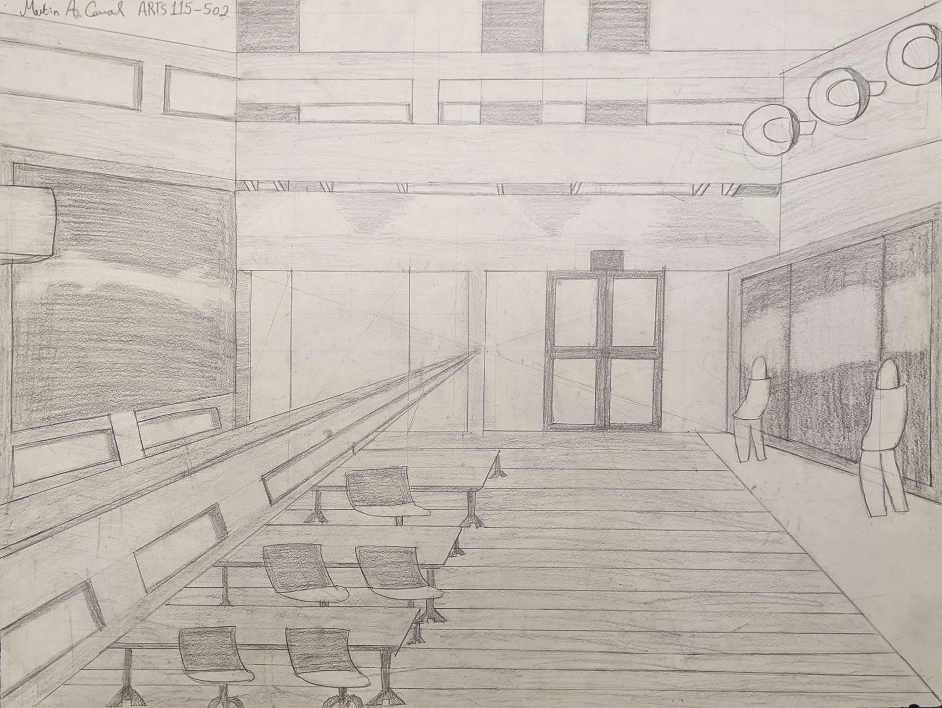 Langford A Perspective Horizon Lines and Vanishing Points Drawing, 2022, Drawing Paper/Graphite Pencil, 24"x18" in.