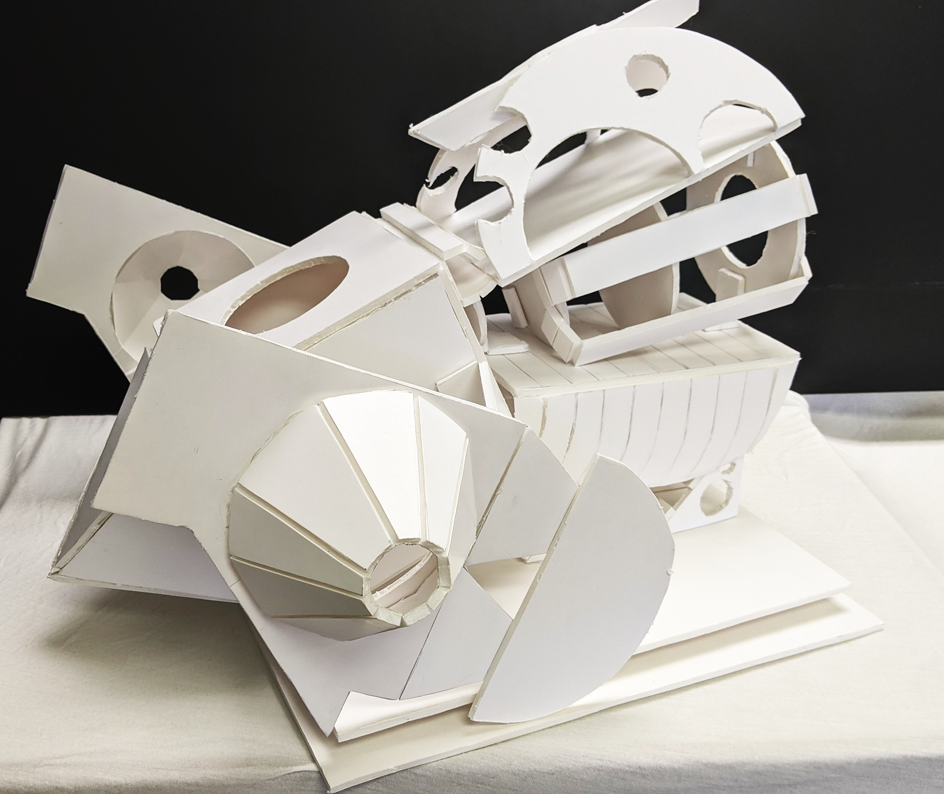 Rhinoceros Beetle Contemporary Sculpture Project, 2023, Exacto Knife/Foam Board/Hot Glue, 14"x14" in.