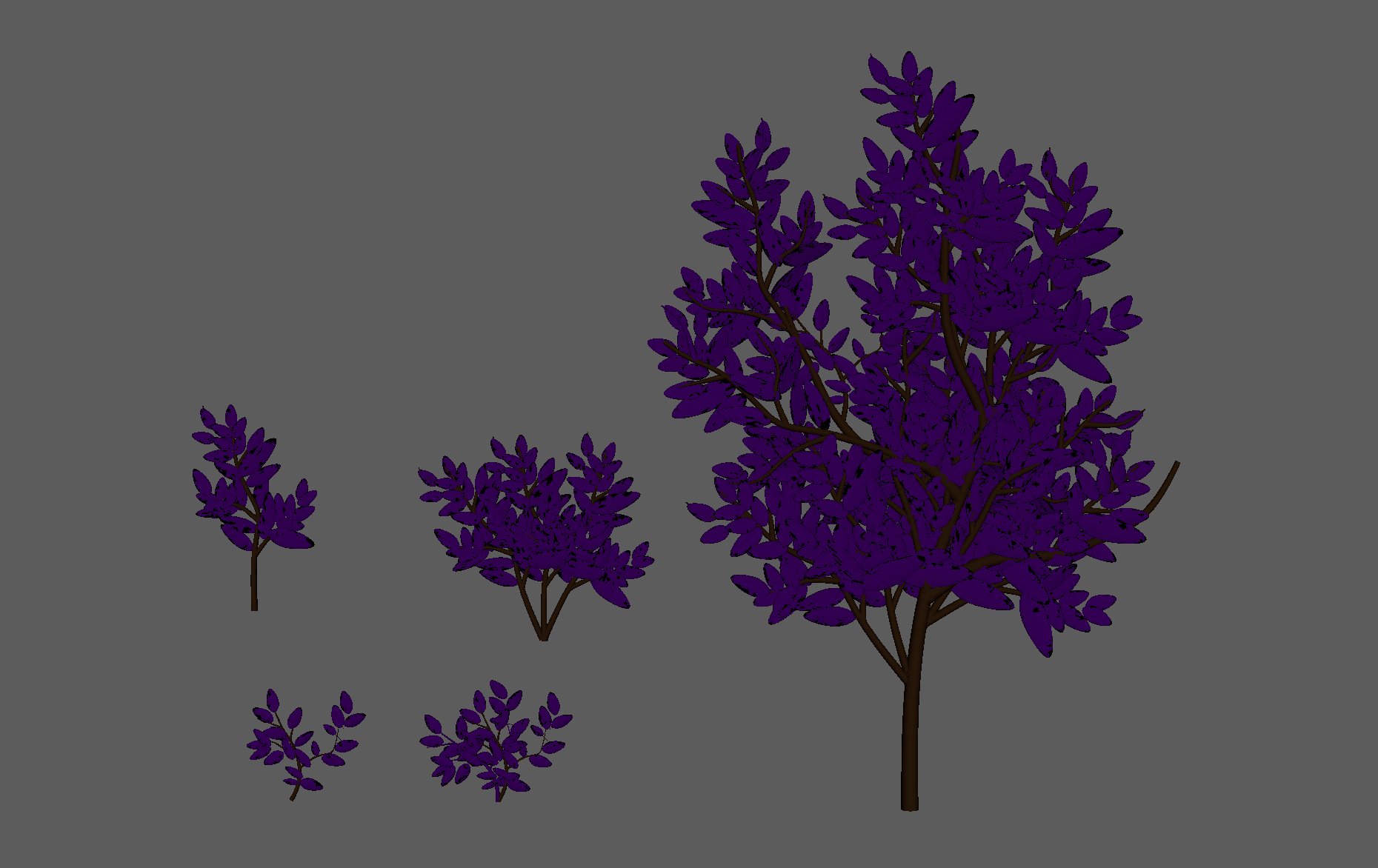 "Cultiva" Interactive Environment Shaded Jacaranda Tree Models, 2023, Created in Autodesk Maya