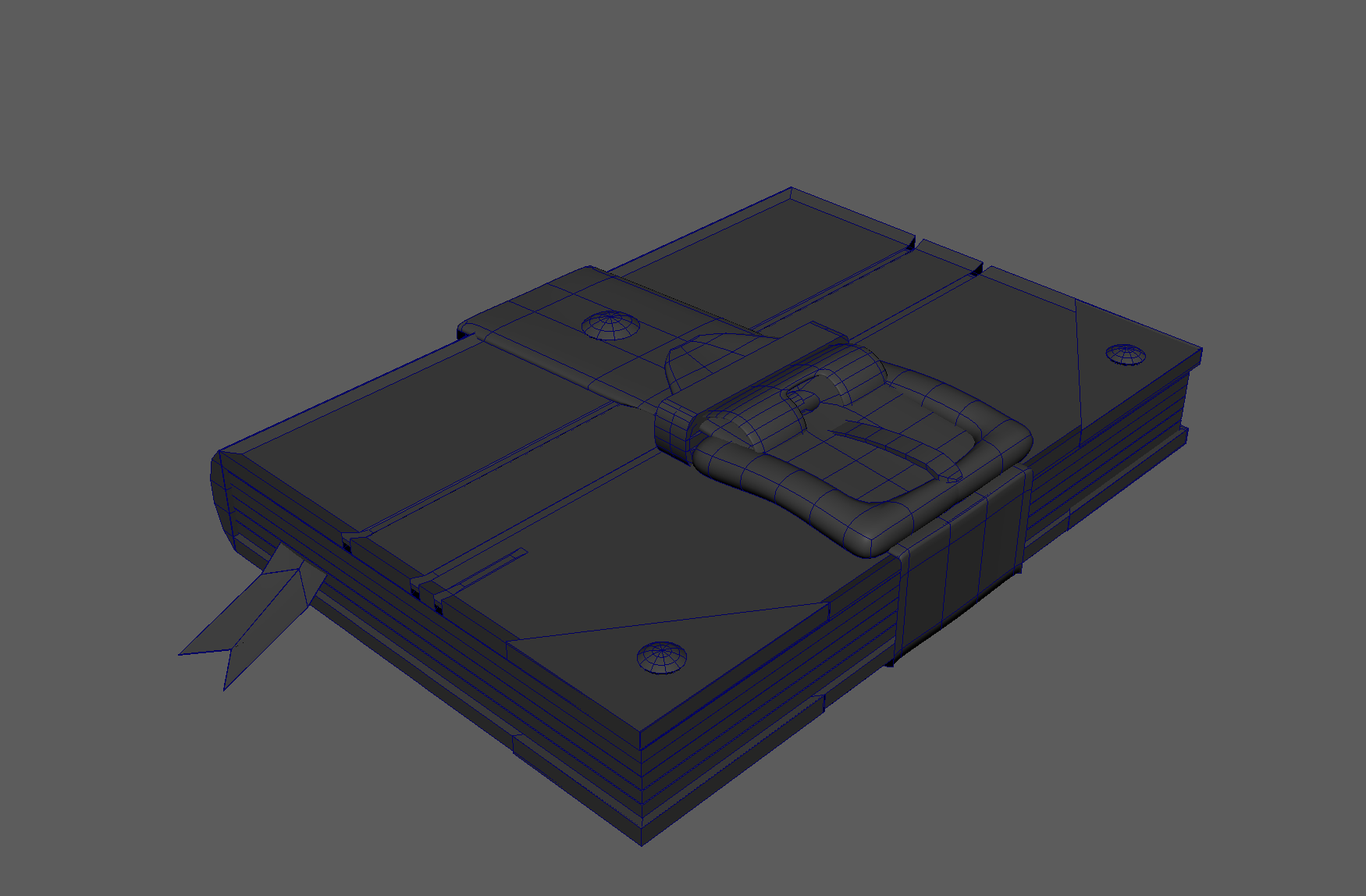 Wireframe Book Prop Model (reference concept art by: Julie Zinoveva), 2024, Created in Autodesk Maya