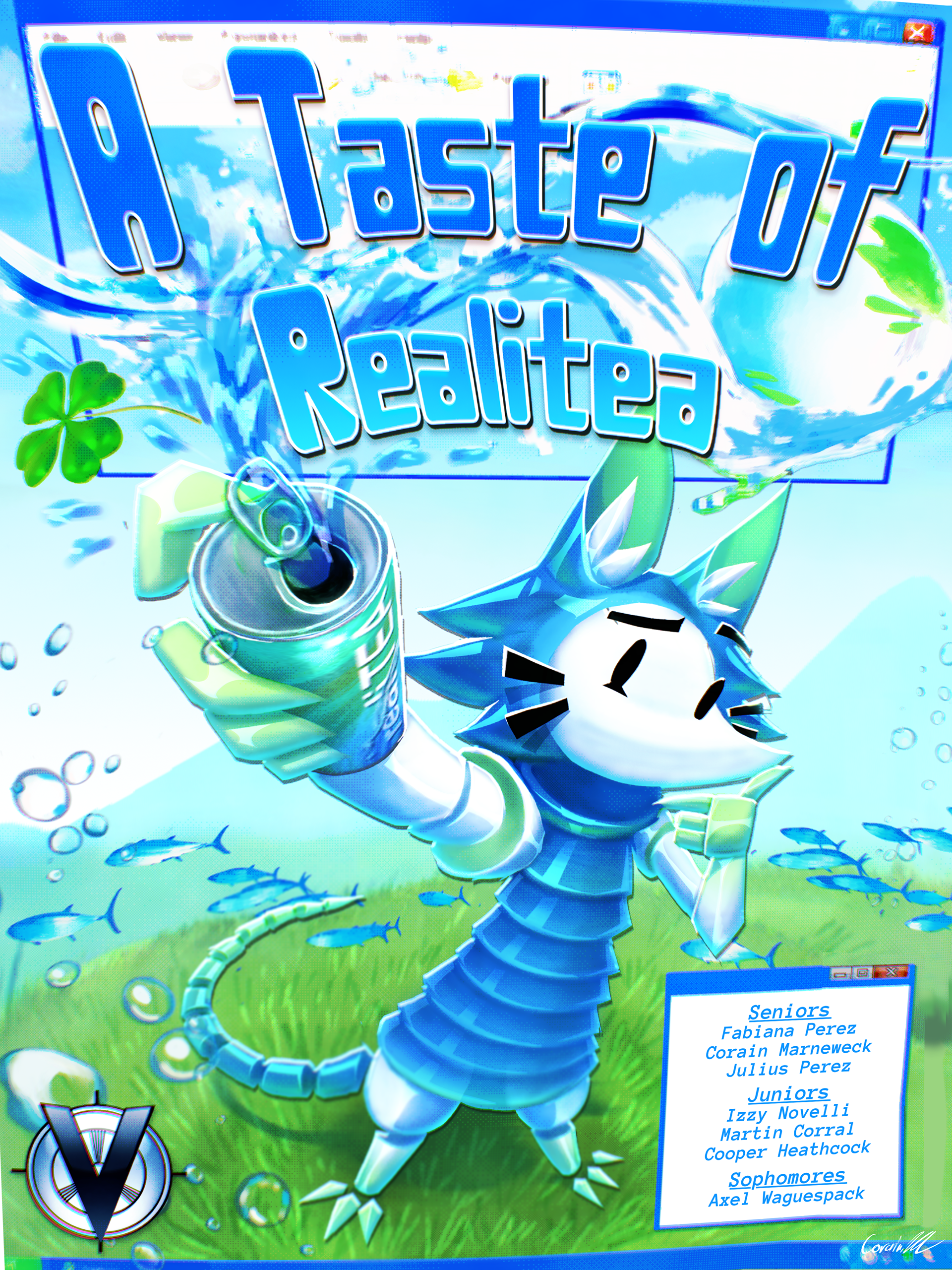 "A Taste of RealiTea" Official Animated Short Film Poster | Showcased at the Viz Fall 2024 Show Screening at the Preston M. Geren Auditorium | VFX Lead/Assisted with Compositing and Surfacing (Concept by: Corain Marneweck), (Team RealiTea - Julius Perez/Corain Marneweck/Fabiana Perez/Martin A. Corral/Cooper Heathcock/Izzy Novelli/Axel Waguespack), 2024, Created in Autodesk Maya, RenderMan, Clip Studio Paint | Award Recognition: The Calebs Award of Excellence, Awarded on November 26, 2024 for *Best in Narrative and Visual Development*