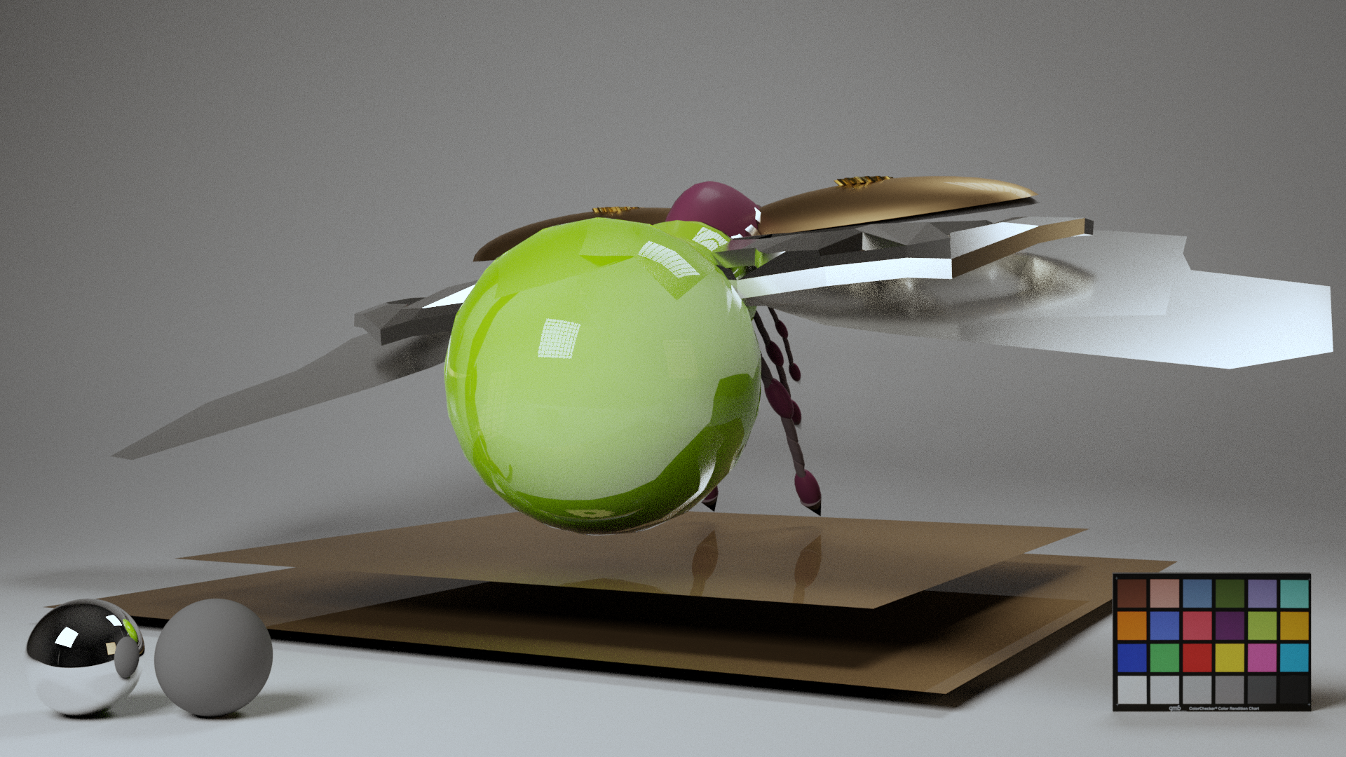 Surfacing Pass 01 of Steampunk Firefly, 2023, Created in Autodesk Maya, RenderMan