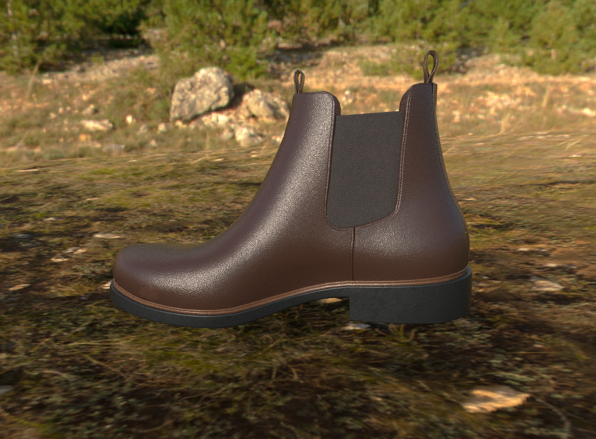 Leather Surfaced Urban Boot (3D Model NOT mine), 2024, Created in Adobe Substance 3D Painter