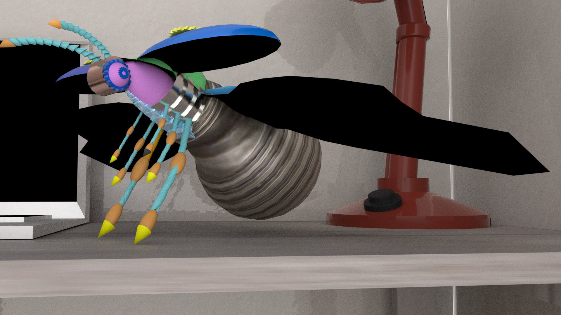 Rendered Final Scene of Steampunk Firefly, 2023, Created in Autodesk Maya, RenderMan