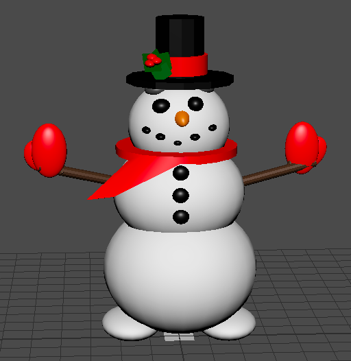 Model of a Snowman, 2018, Created in Autodesk Maya
