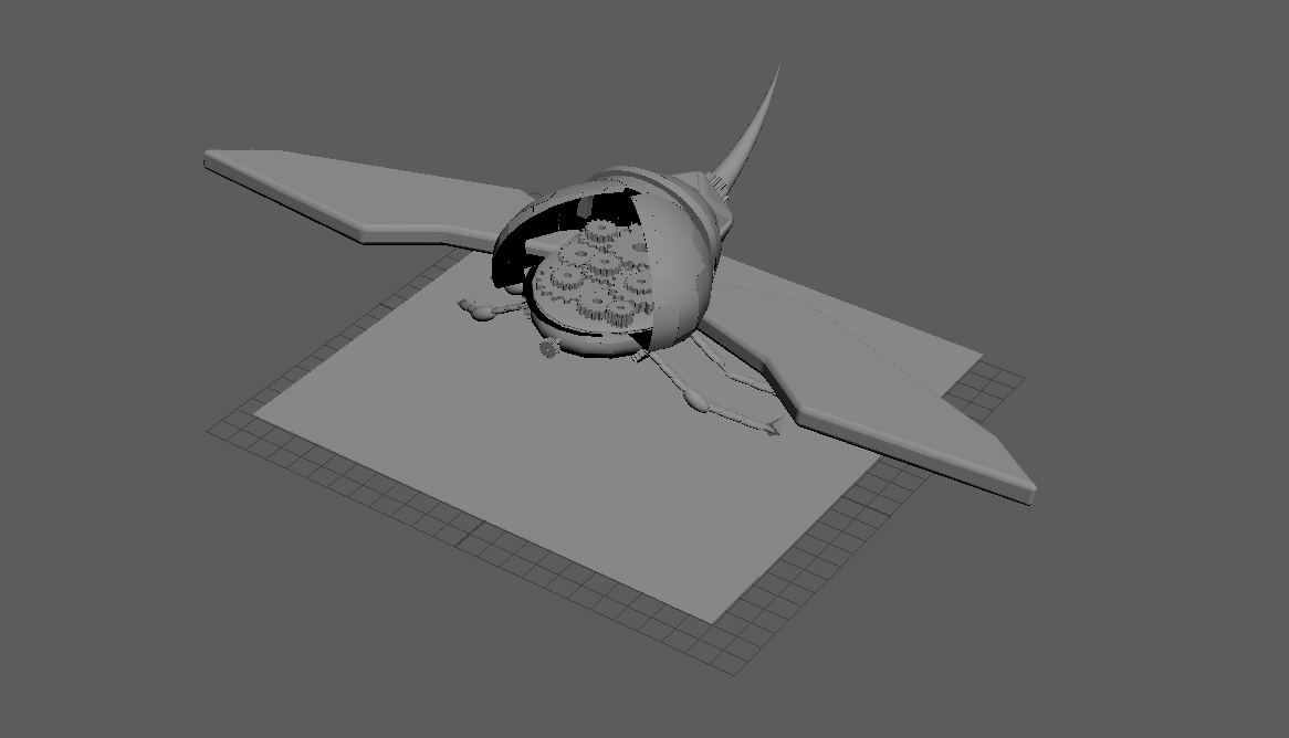 Shaded Model of Steampunk Rhinoceros Beetle, 2023, Created in Autodesk Maya