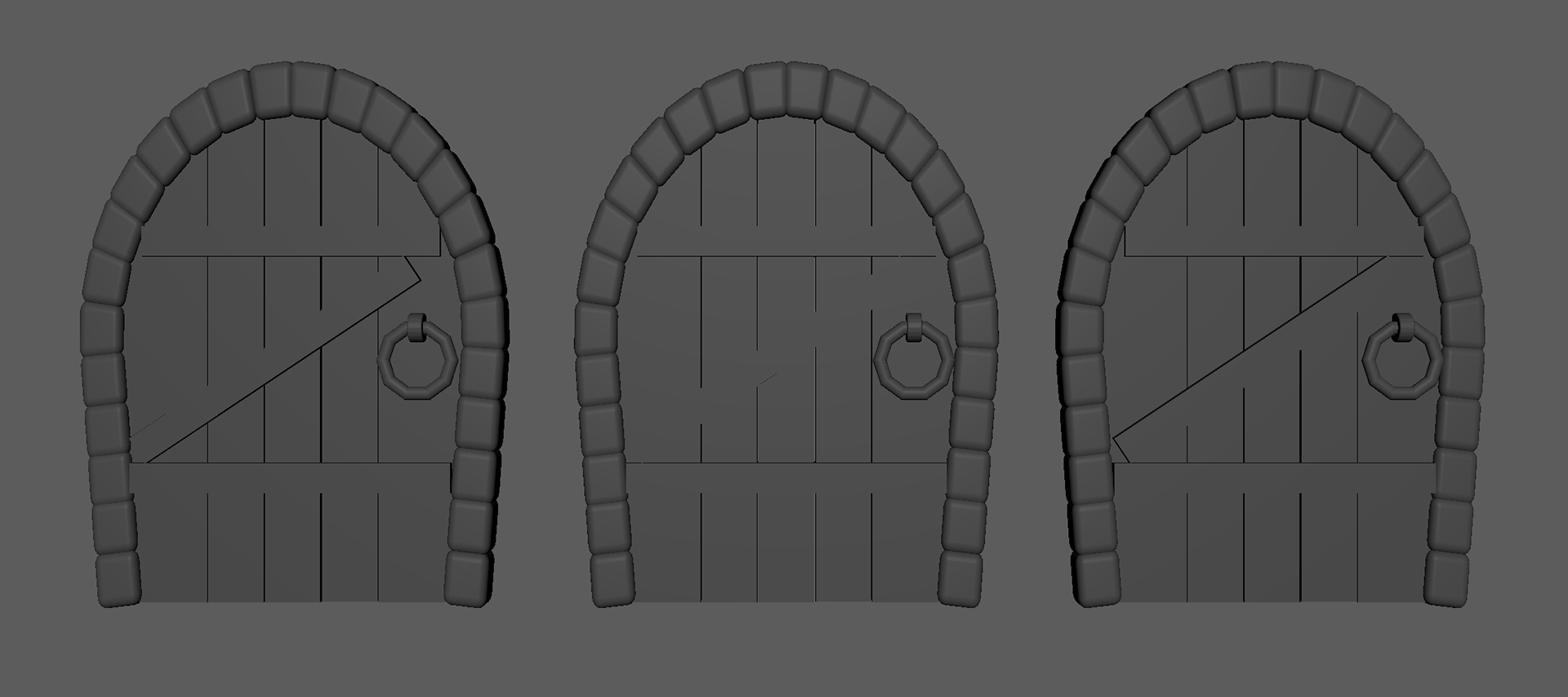 "Cultiva" Interactive Environment Shaded Door Models, 2023, Created in Autodesk Maya