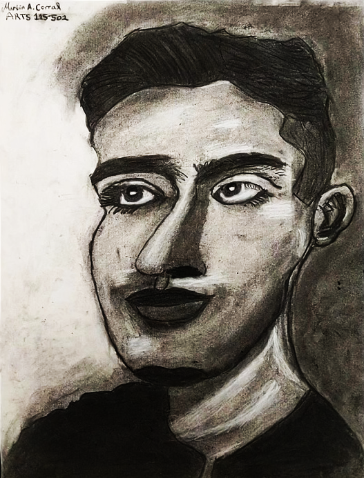 Self-Portrait, 2022, Charcoal/Drawing Paper, 24"x18" in.