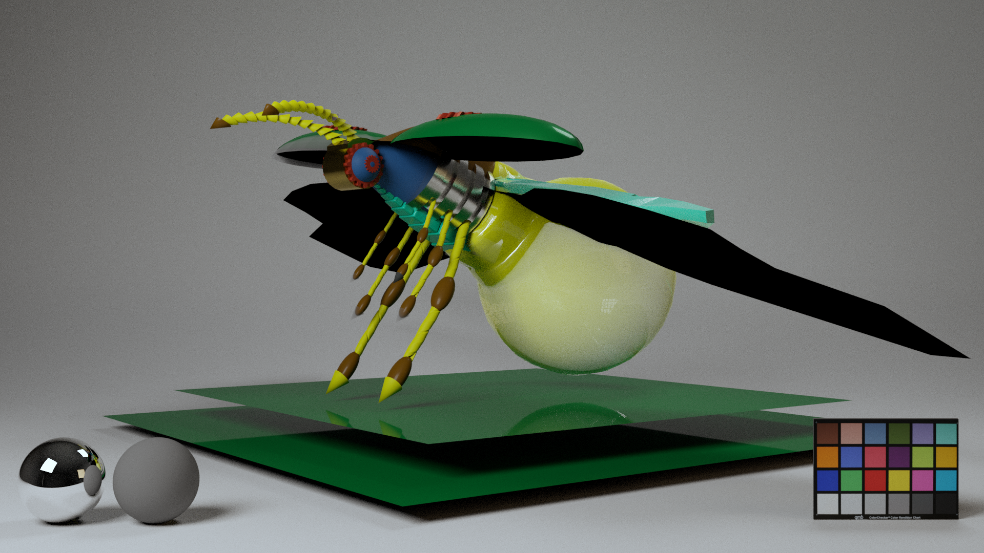 Surfacing Pass 02 of Steampunk Firefly, 2023, Created in Autodesk Maya, RenderMan