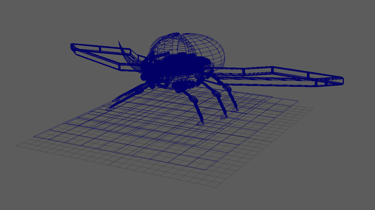 Wireframe Model of Steampunk Rhinoceros Beetle, 2023, Created in Autodesk Maya