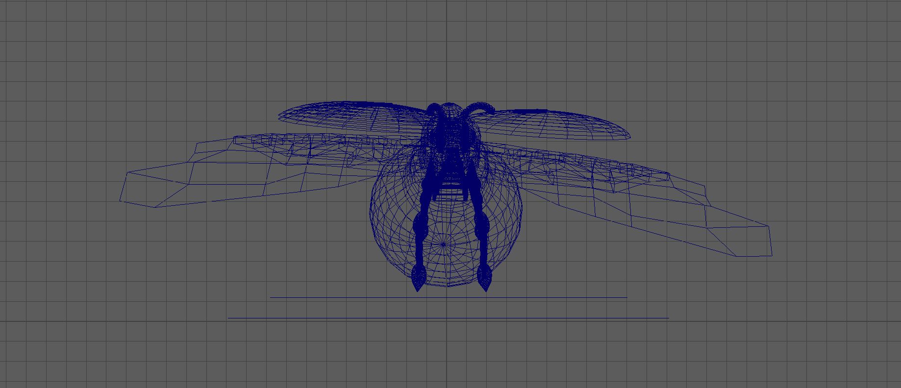 Wireframe Model of a Steampunk Firefly, 2023, Created in Autodesk Maya