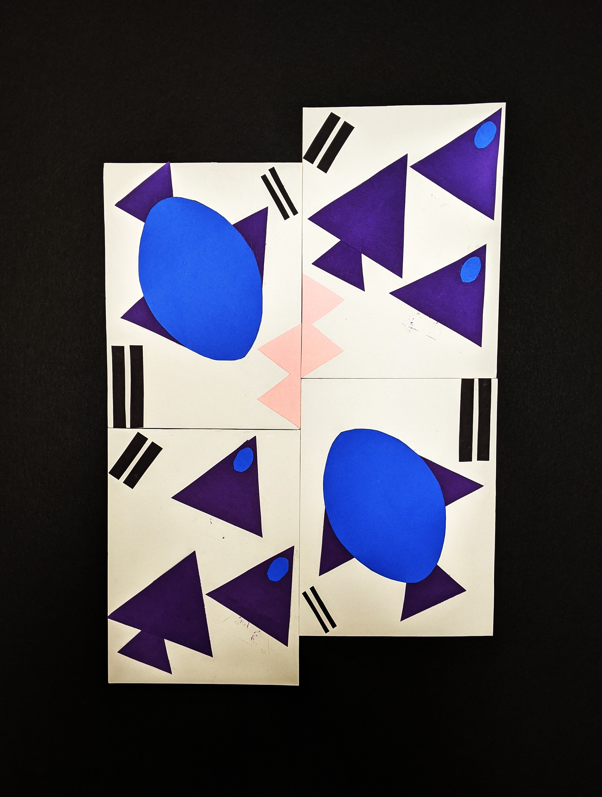 Combining Shapes, 2022, Bristol Paper/Construction Paper/Rubber Cement, 6"x8" in.