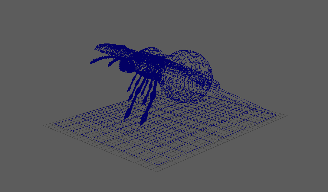 Wireframe Model of a Steampunk Firefly, 2023, Created in Autodesk Maya