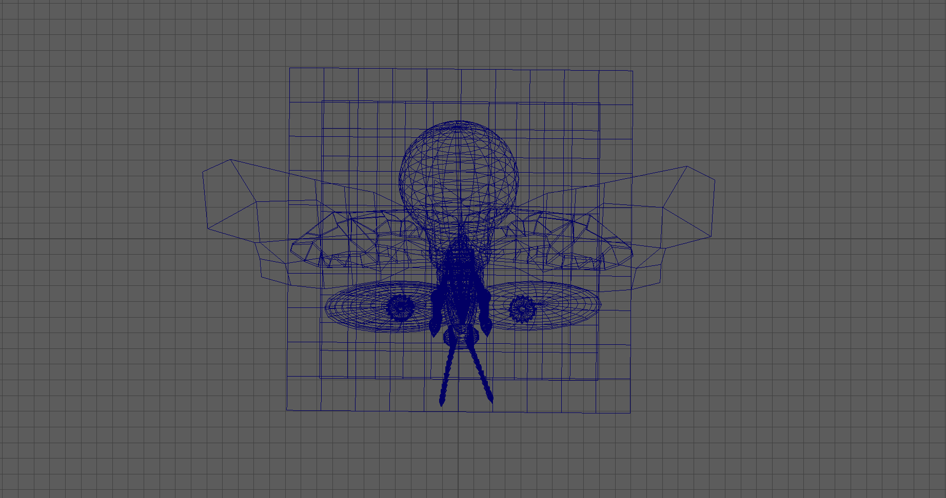Wireframe Model of a Steampunk Firefly, 2023, Created in Autodesk Maya