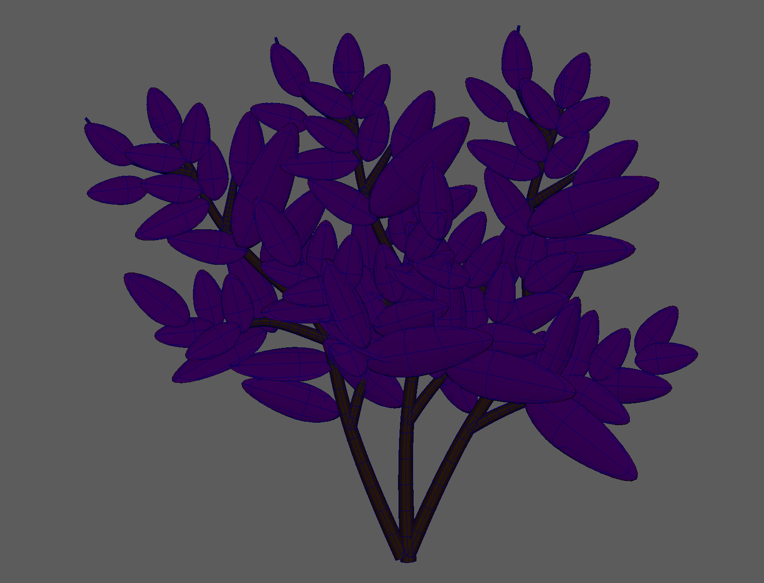 "Cultiva" Interactive Environment Wireframe Jacaranda Tree Models, 2023, Created in Autodesk Maya