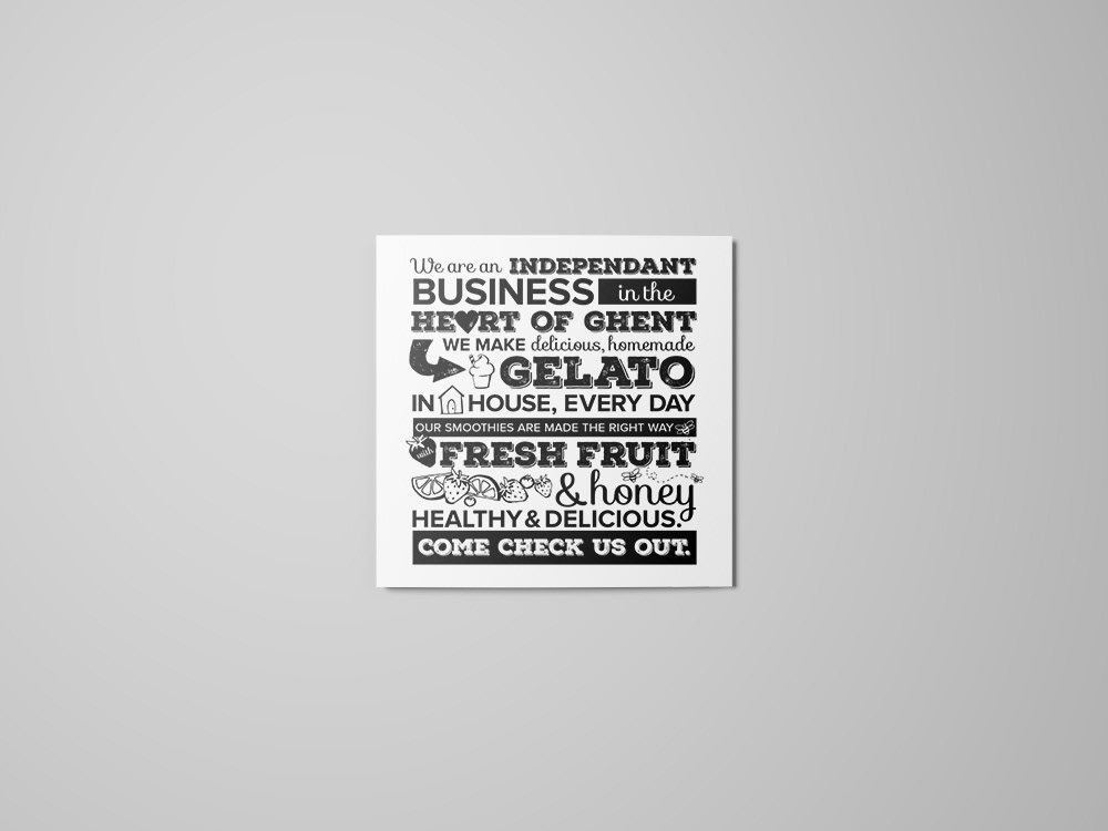 Menu Layout for Norfolk, VA gelato shop