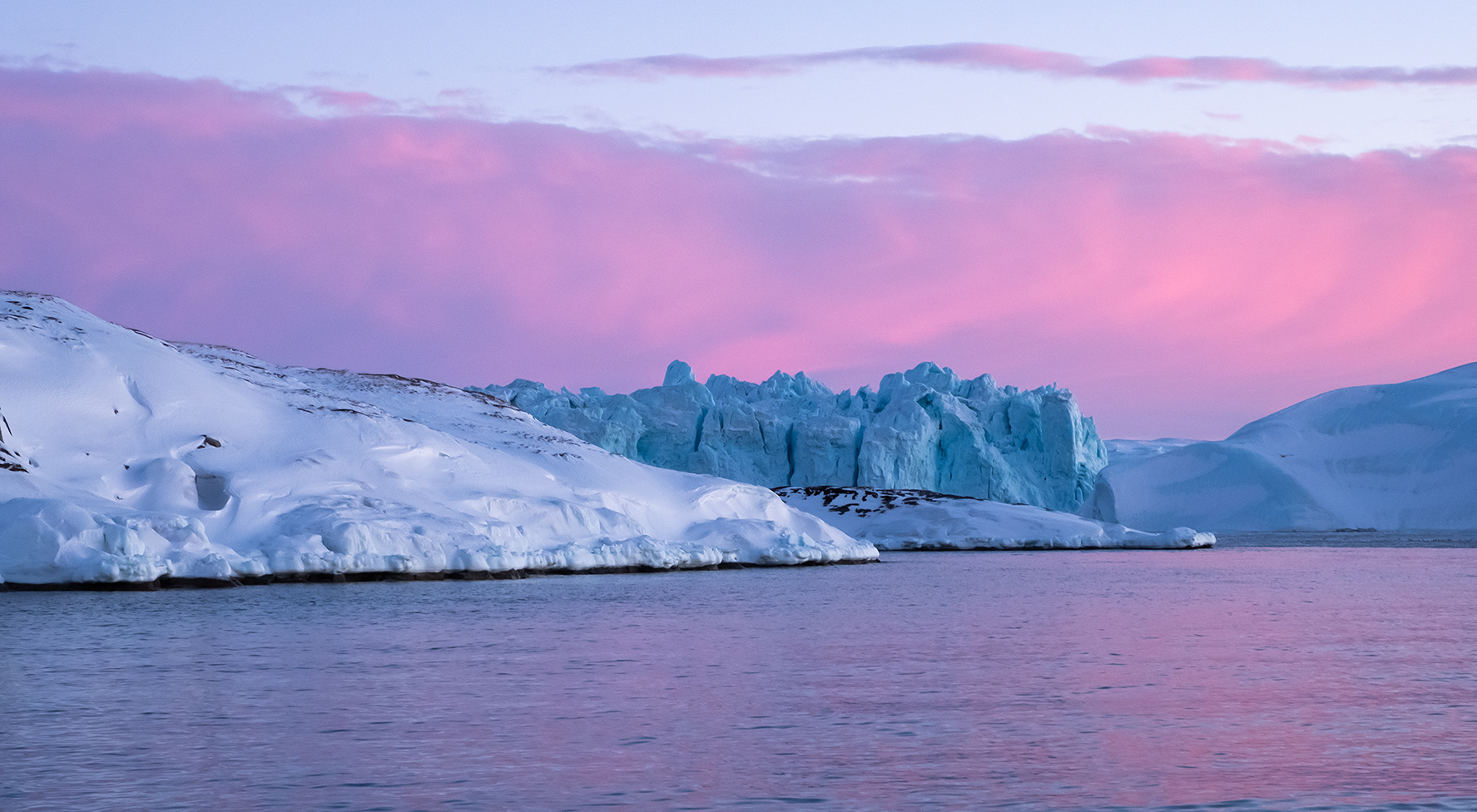Icebergs at sunset
