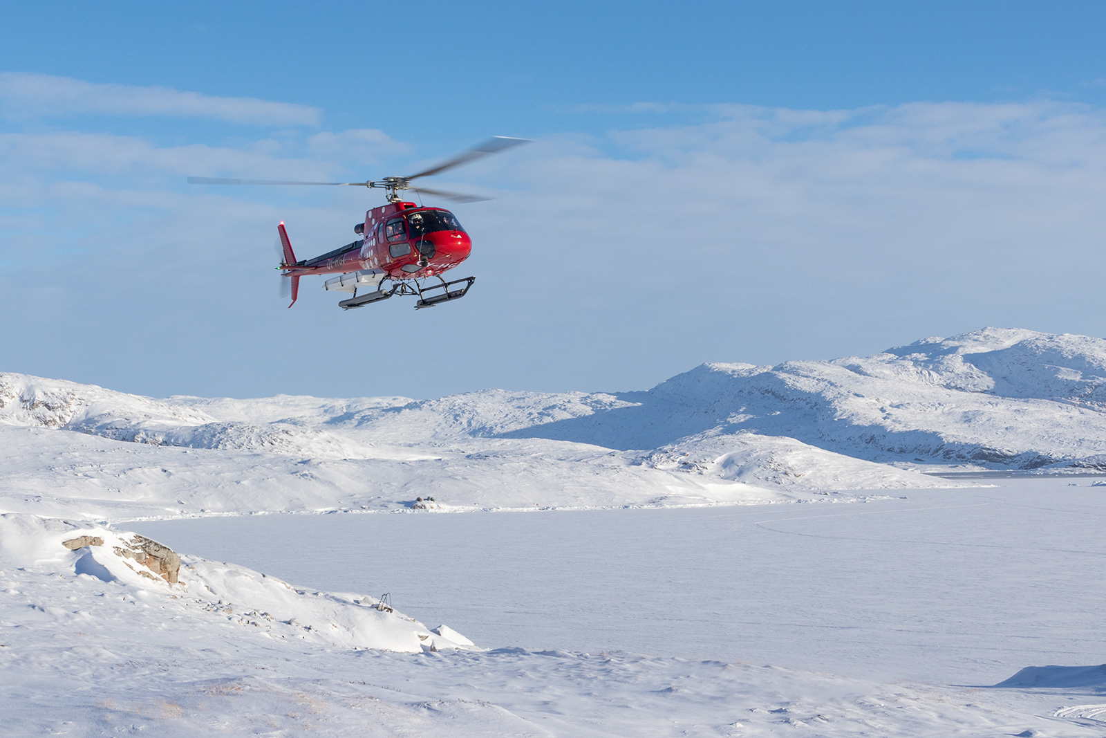 Helicopter for transport, no buses.