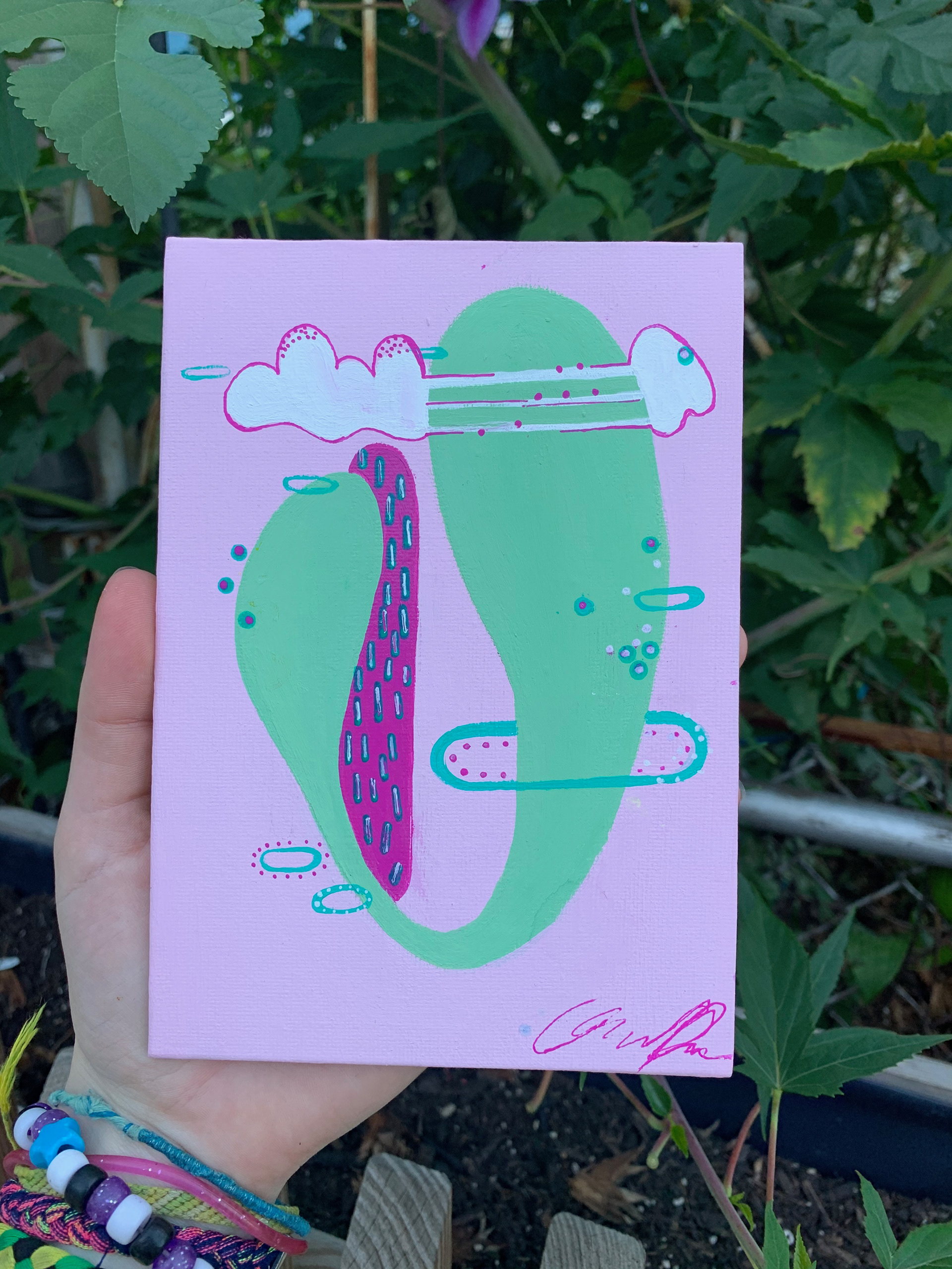 Acrylic and gel pen on canvas. September 2020.