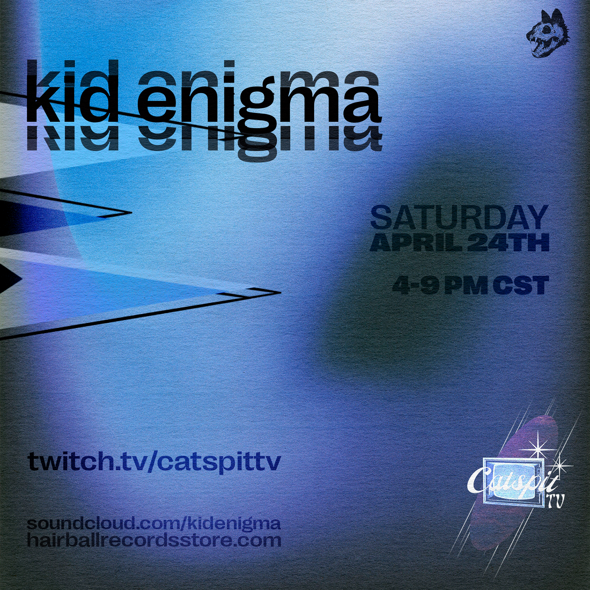 Social media flier for livestream event on Catspit TV. (April 2021)