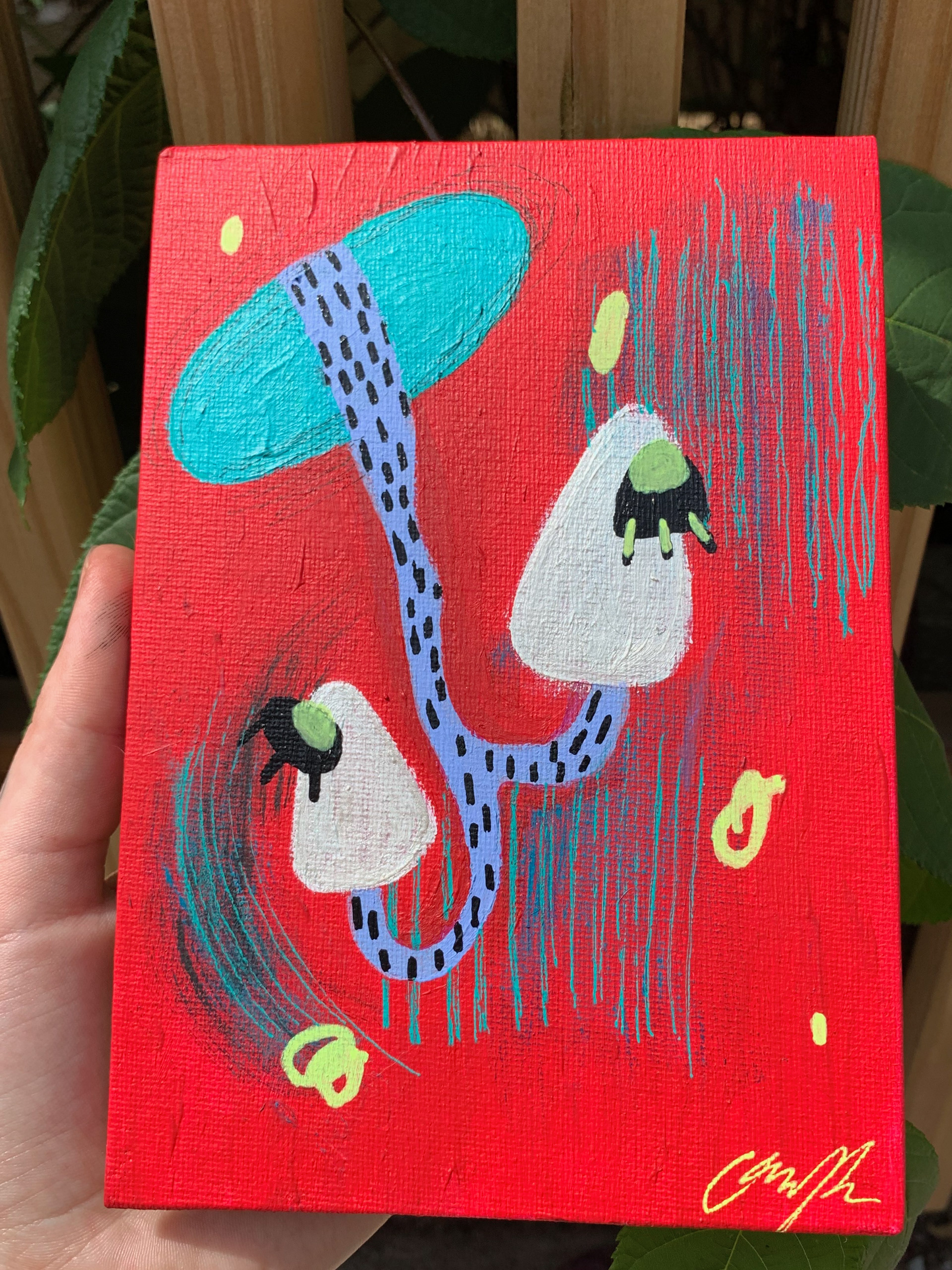 Acrylic and gel pen on canvas. August 2020.