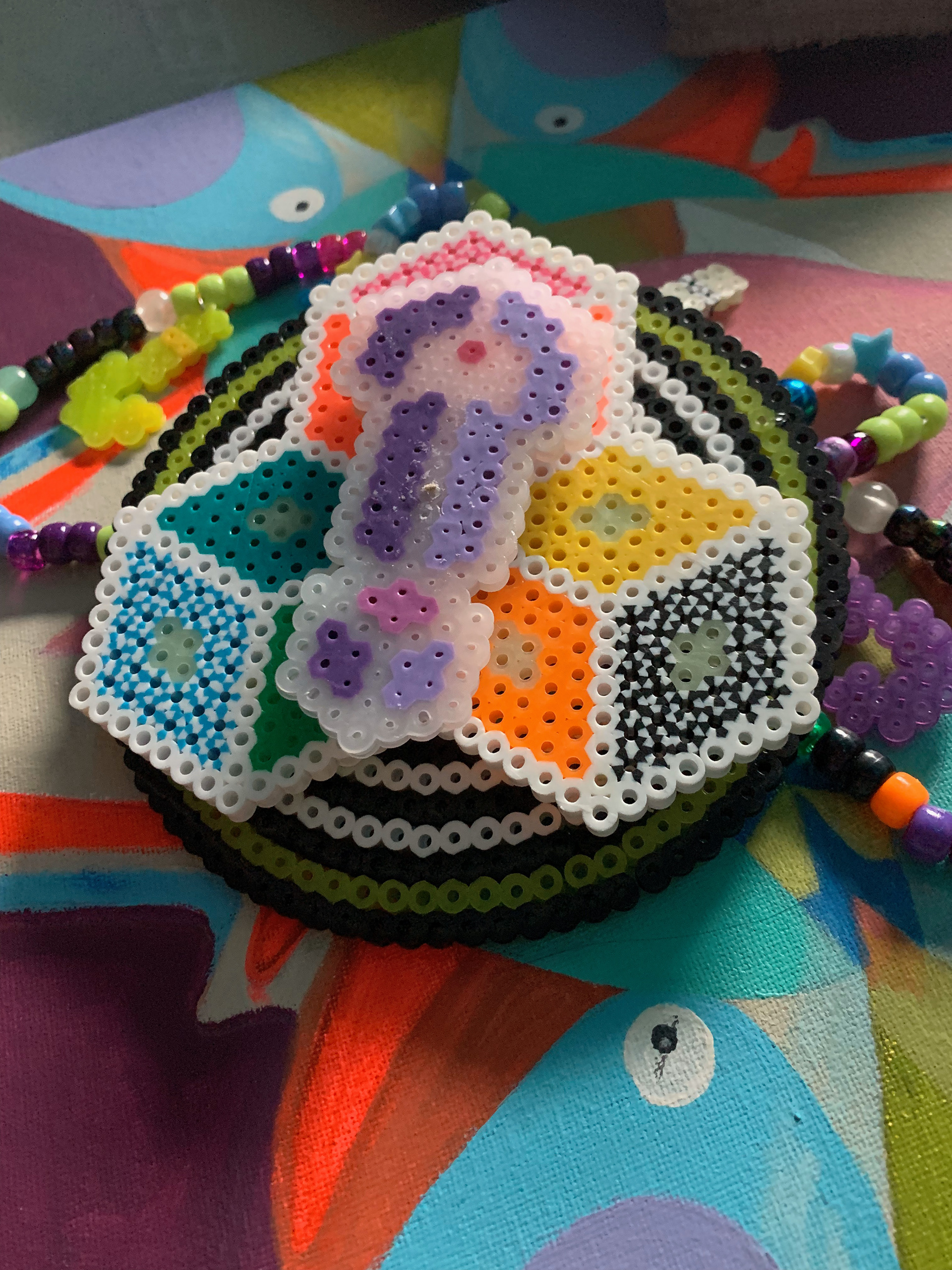 Multi-layer pearler bead creation, middle level spins. January 2020.