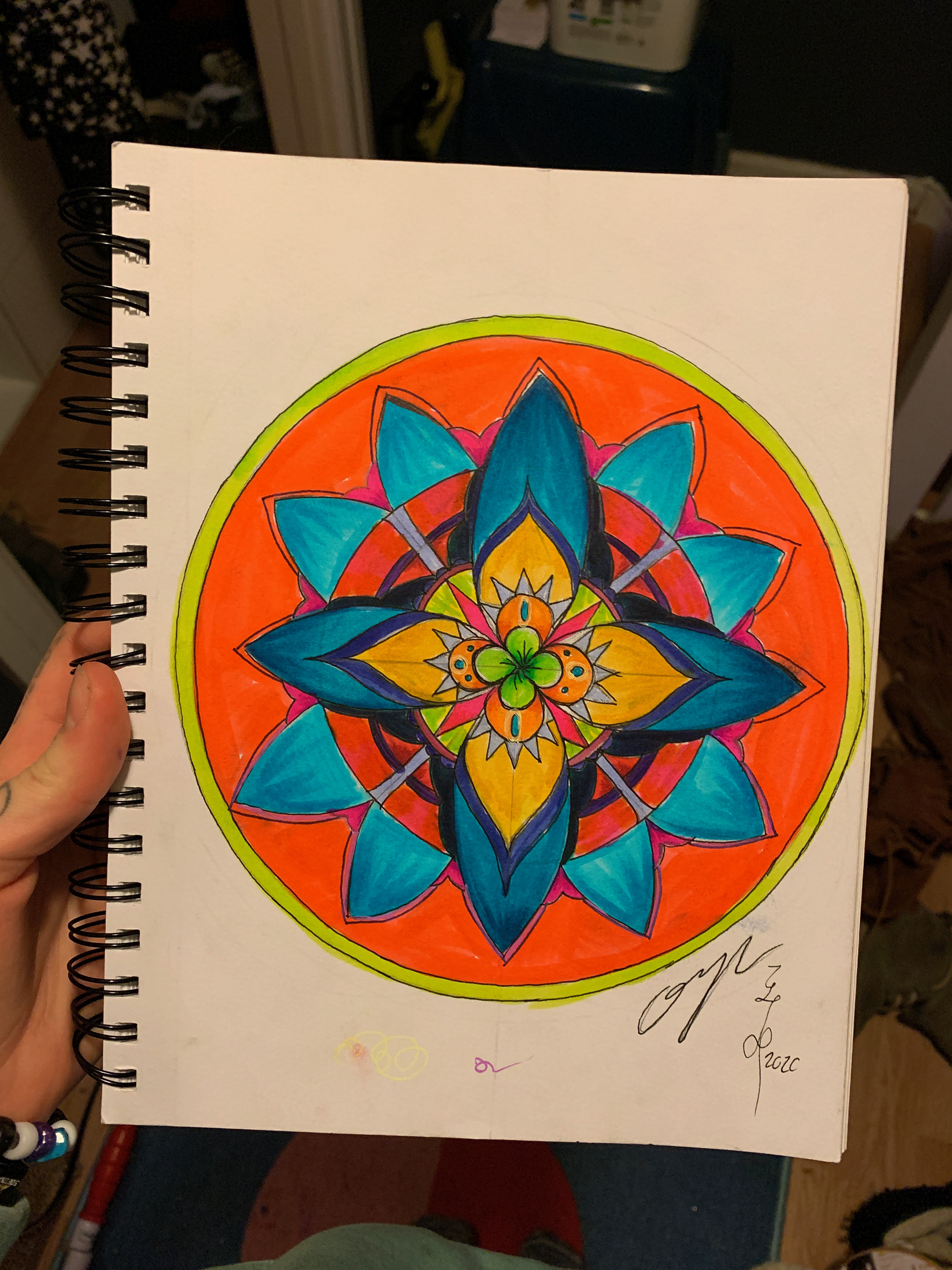 Illustration with Tombow brush pen, Micron fine line, and gel pen. January 2020. 