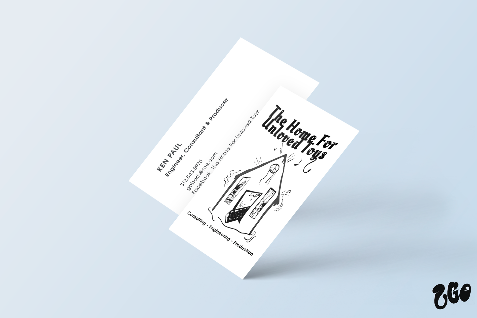 Business card design for The Home For Unloved Toys.