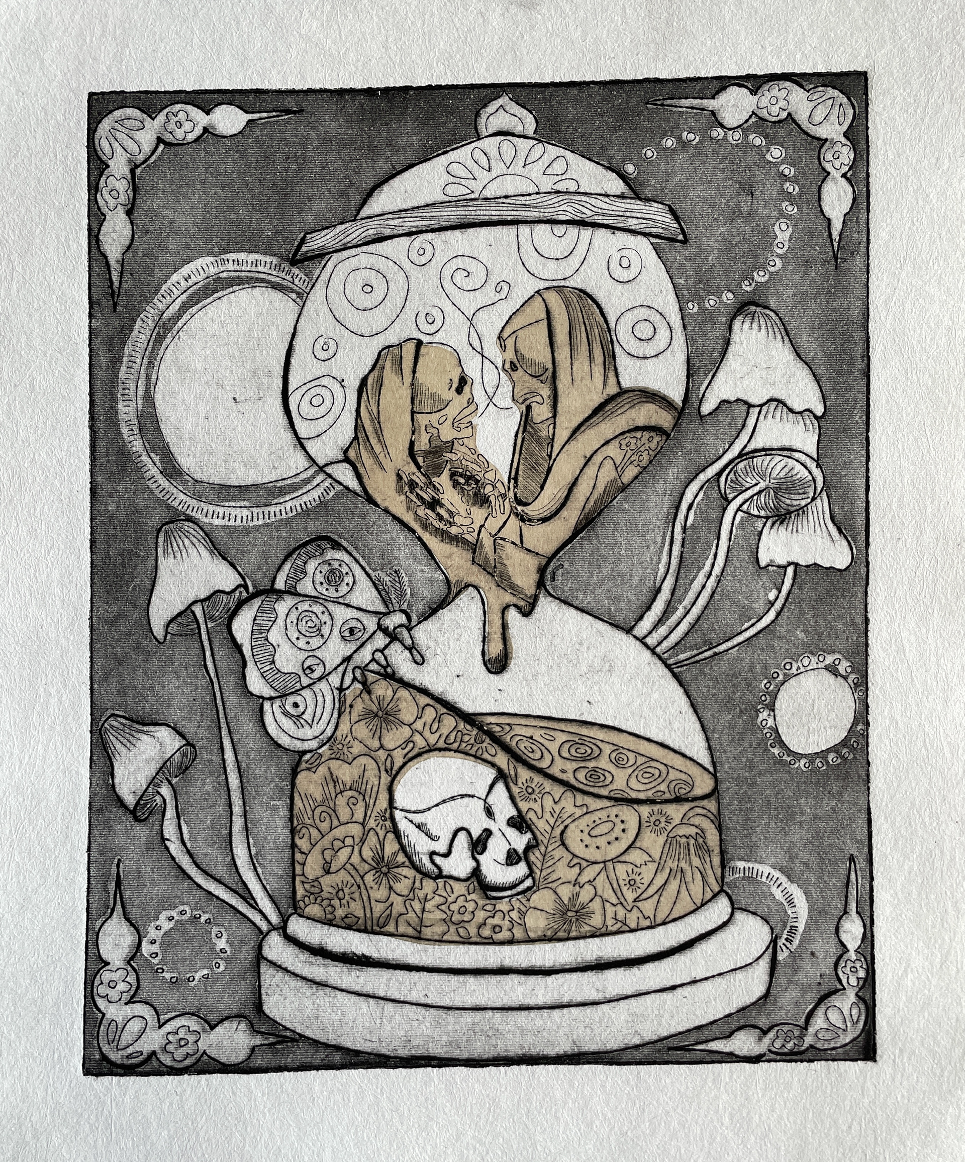 Chinecolle intaglio on ether paper.