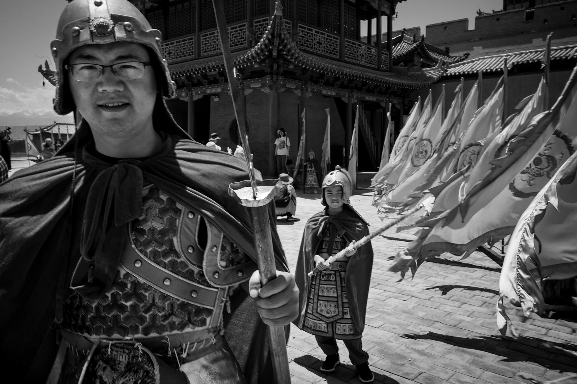 Dressed up tourists at Jiayuguan Fort, Gansu Province, China