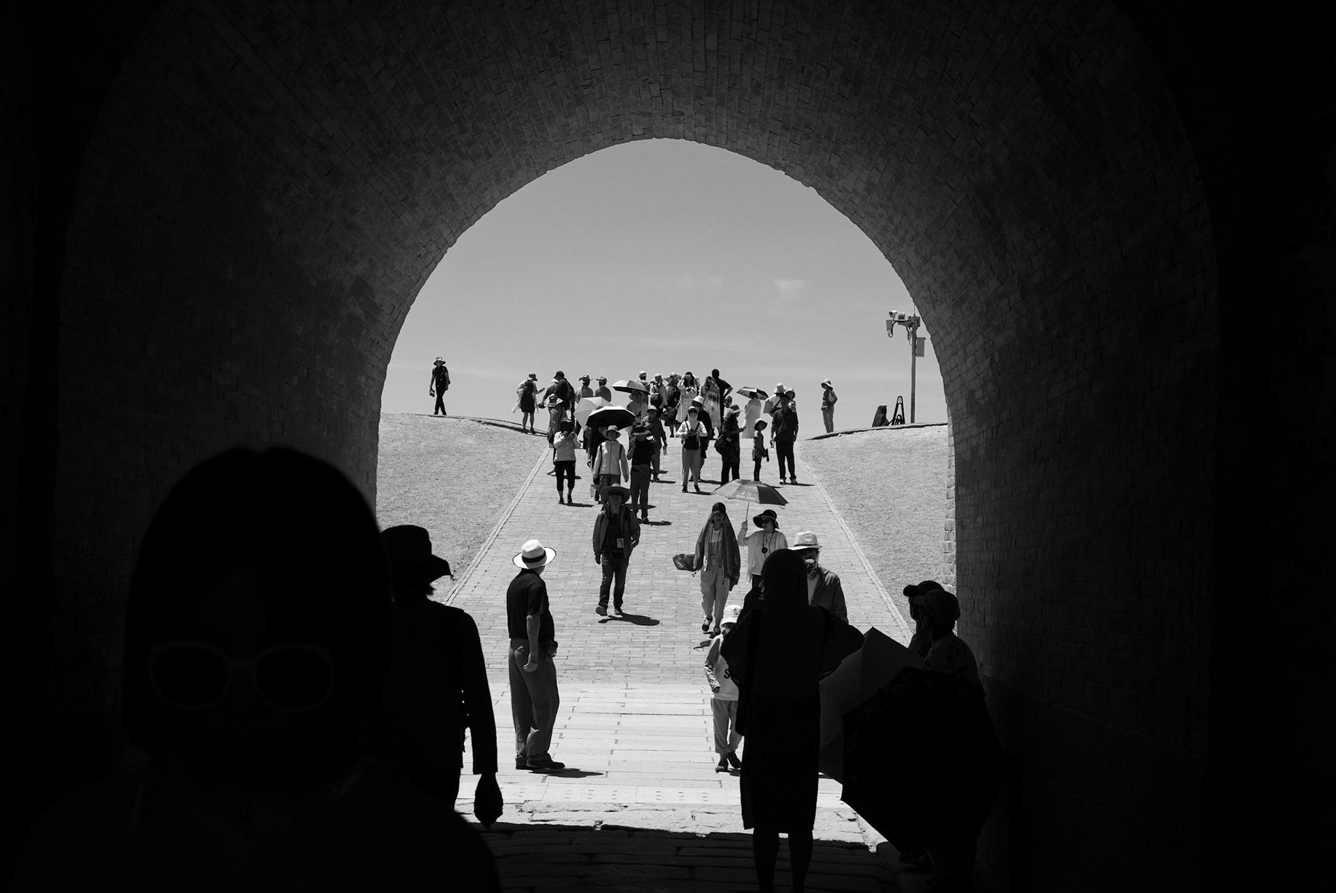 Tourists at Jiayuguan Fort, Gansu Province, China
