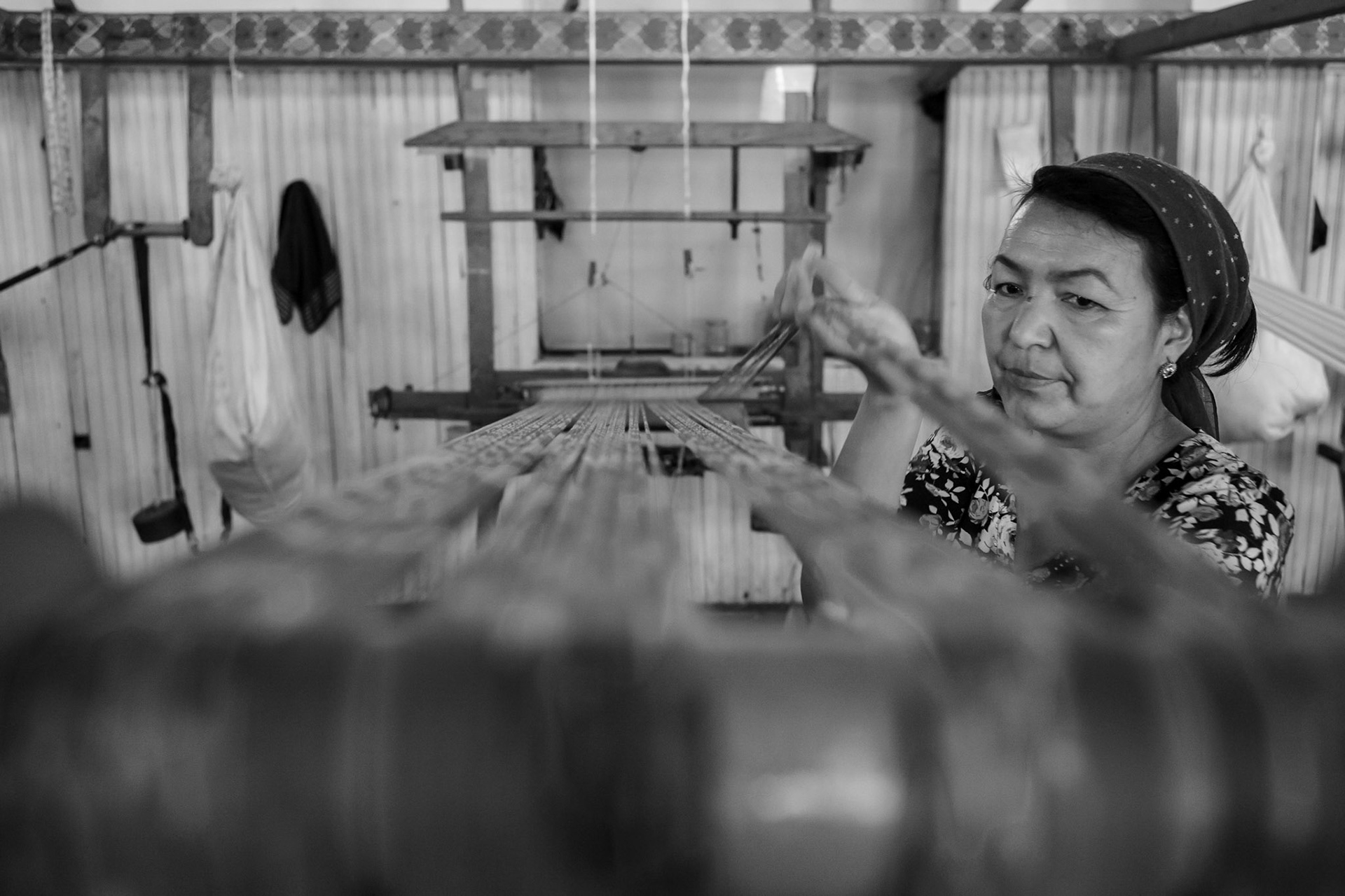 Preparing the Loom, Yodgorlik Silk Factory, Margilan, Uzbekistan