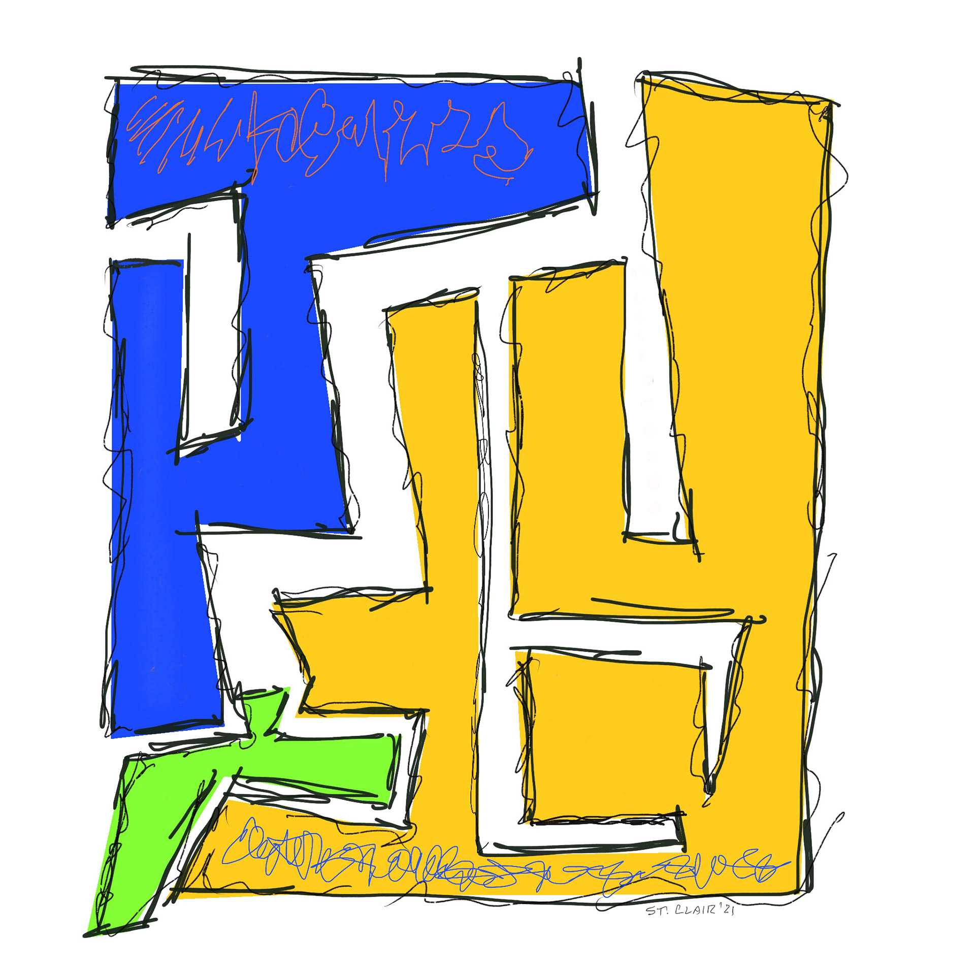 Yellow and blue construction #1